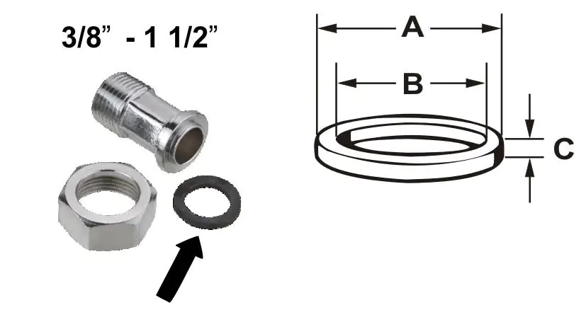 HD-Dichtung für Überwurfmutter 1 1/4", Maß: 42 x 55 x 2 mm