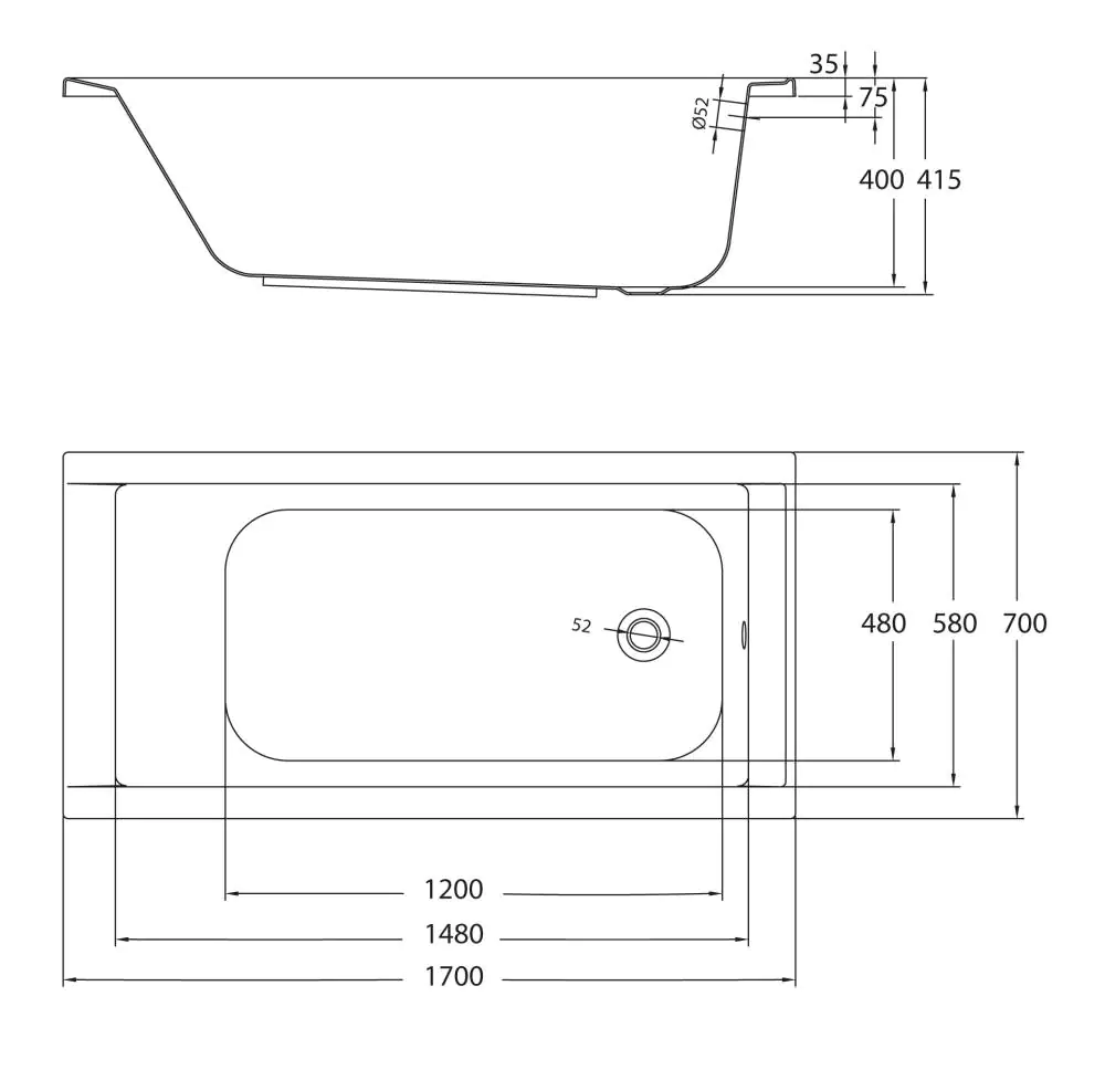 Ottofond Badewanne Costa 170 x 70 cm, weiß Ottofond Badewanne Costa 170 x 70 cm, weiß