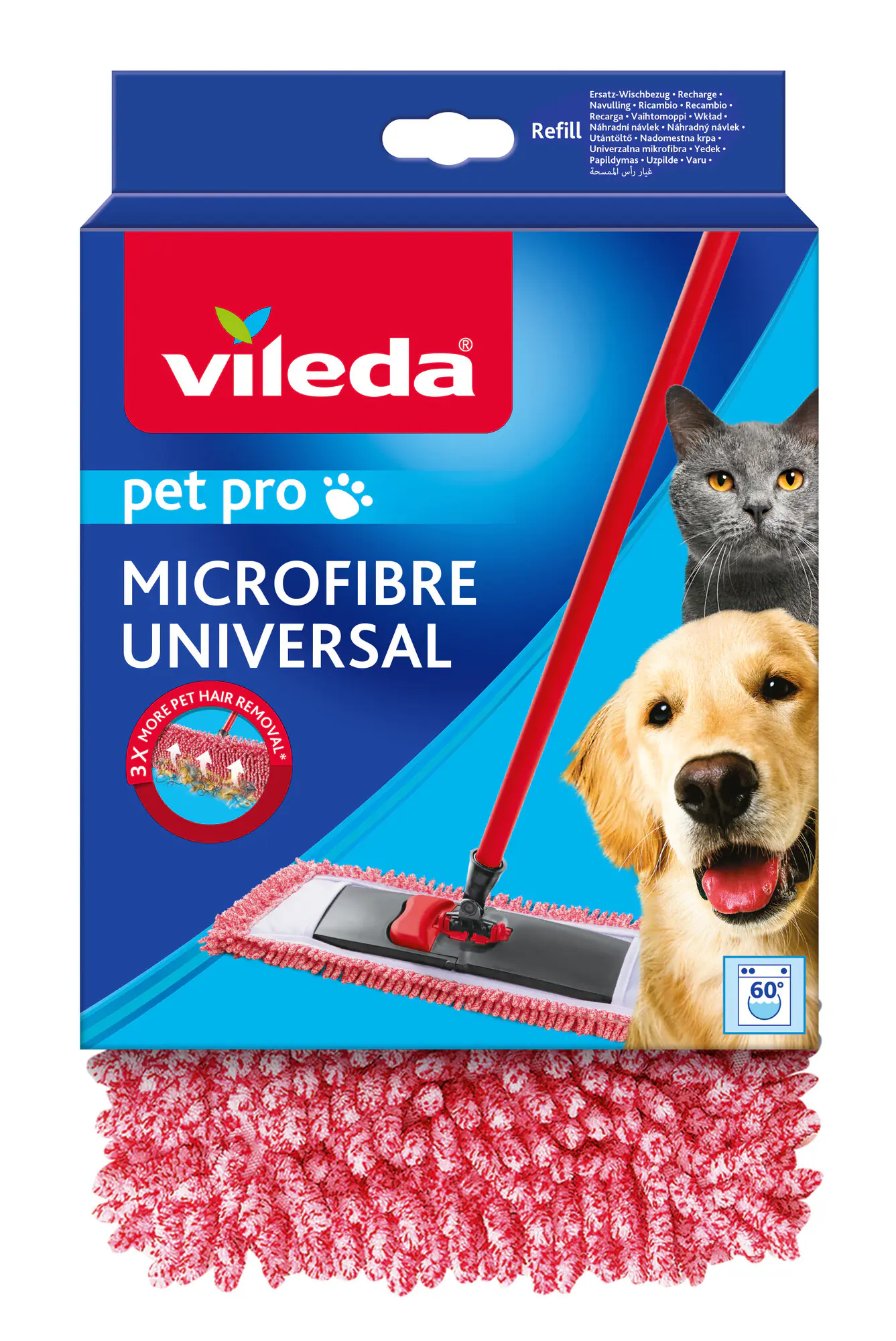 Vileda Ersatzwischbezug für Bodenwischer Pet Pro Microfibre Universal