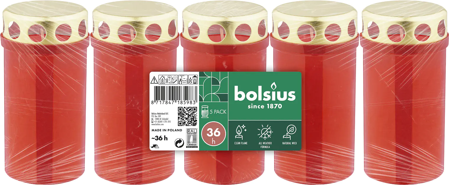 Bolsius Dauerbrenner Nr. 3 rot Allwetter mit Deckel 6,1 x 12 cm 5er Pack Bolsius Dauerbrenner Nr. 3 rot Allwetter mit Deckel 6,1 x 12 cm 5er Pack