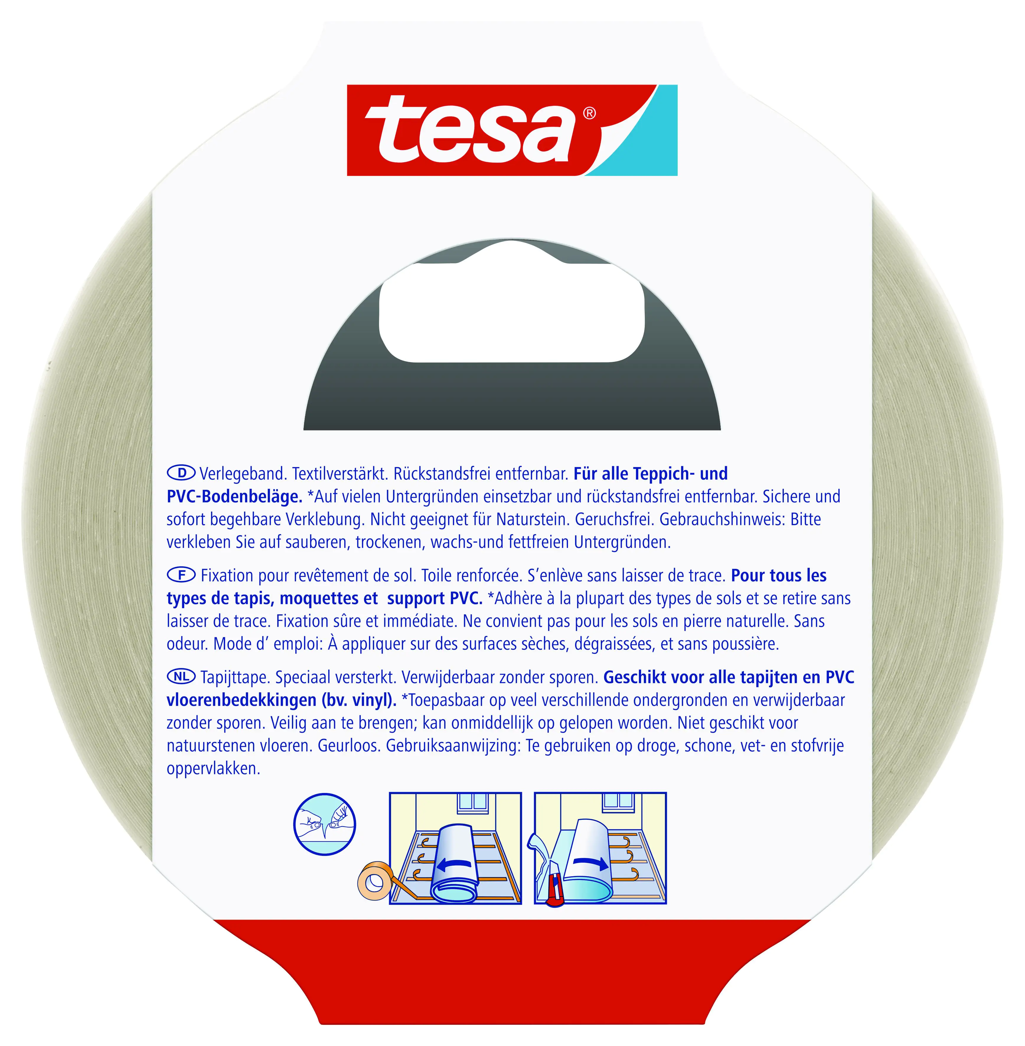 tesa Verlegeband 25 m x 50 mm, gewebeverstärkt, rückstandsfrei entfernbar tesa Verlegeband 25 m x 50 mm, gewebeverstärkt, rückstandsfrei entfernbar