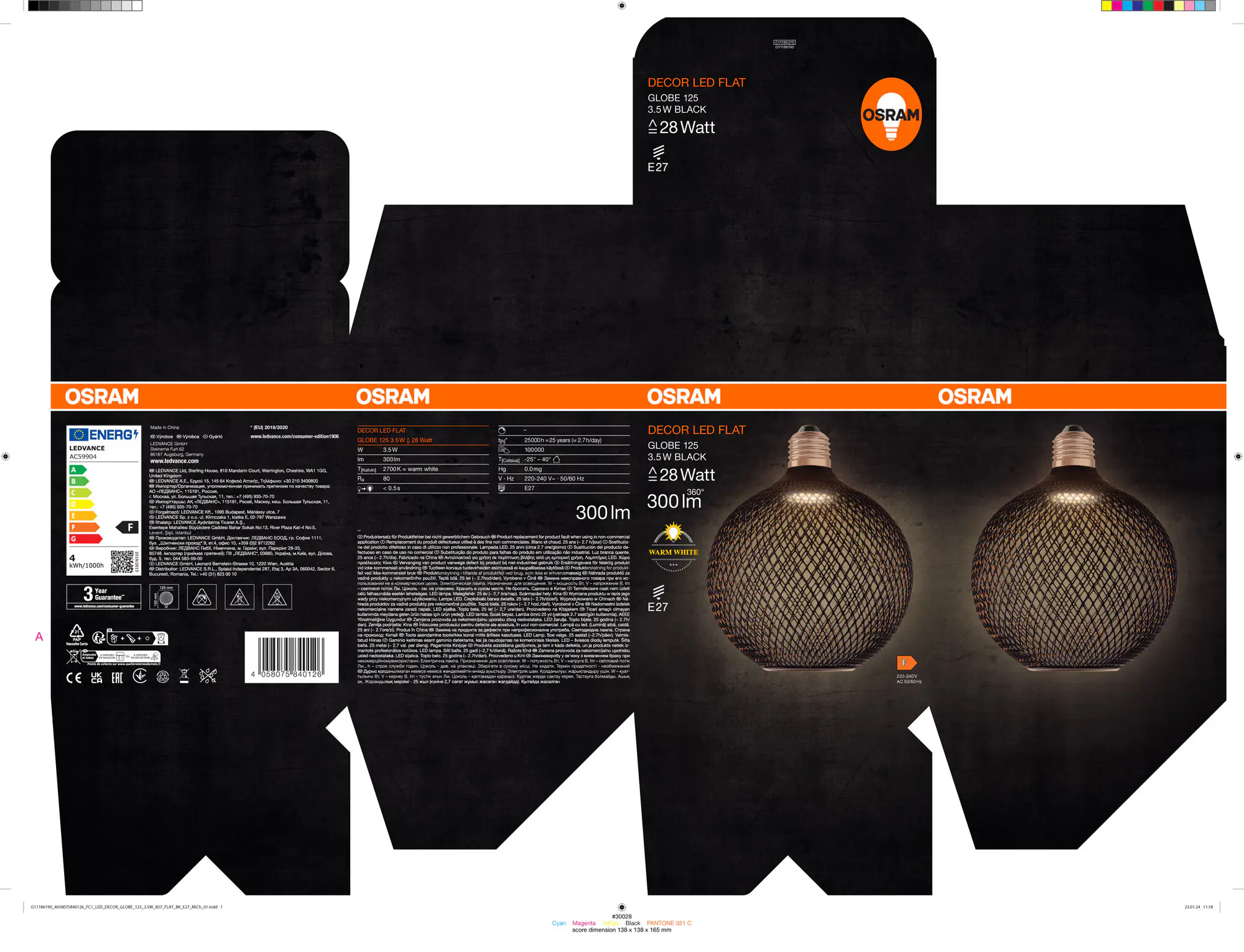 Osram Decor LED Leuchtmittel Flat Globe 125 E27 3,5 W schwarz Osram Decor LED Leuchtmittel Flat Globe 125 E27 3,5 W schwarz