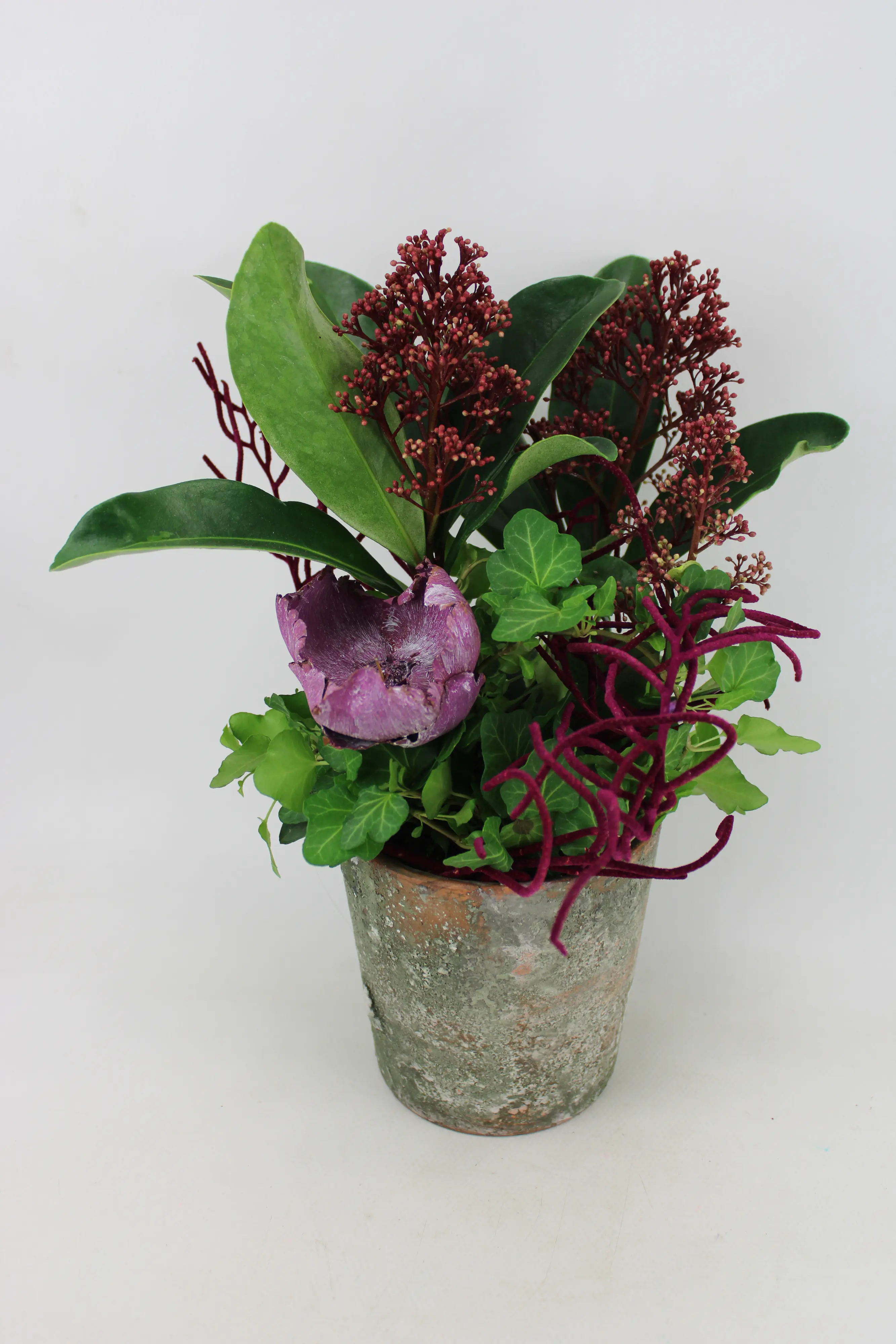 Arrangement Vintagetopf mit Deko 10 cm