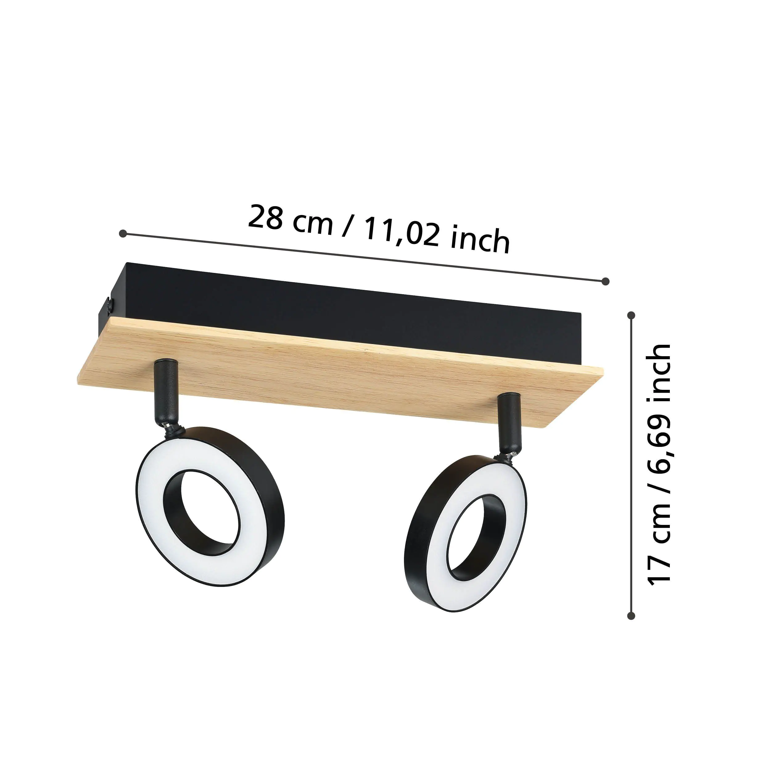 Eglo 2er Spot Rielves braun schwarz 28 x 7 cm