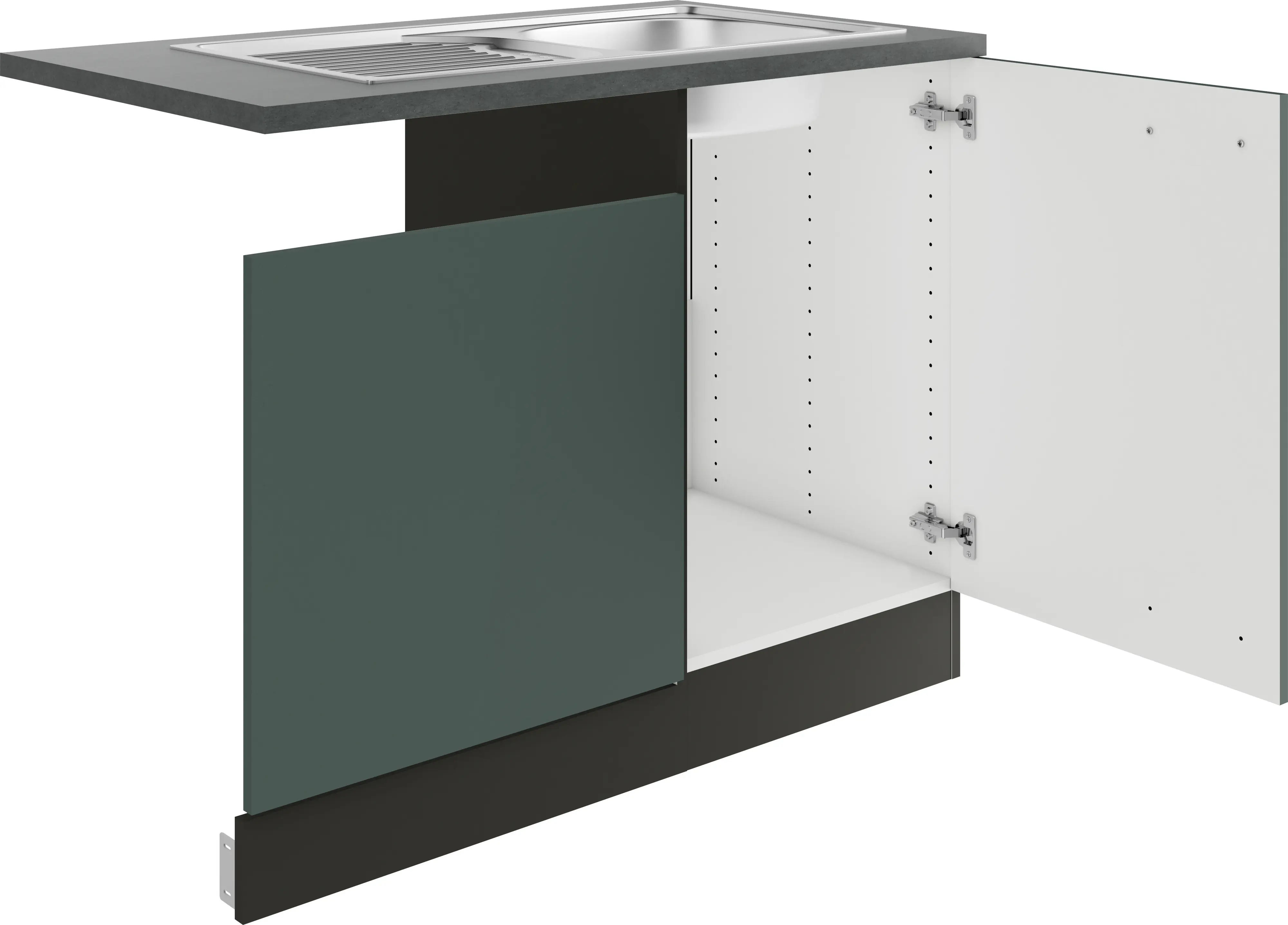 Optifit Spüle mit Unterschrank-Set Verona 405 steingrün/anthrazit 110 cm