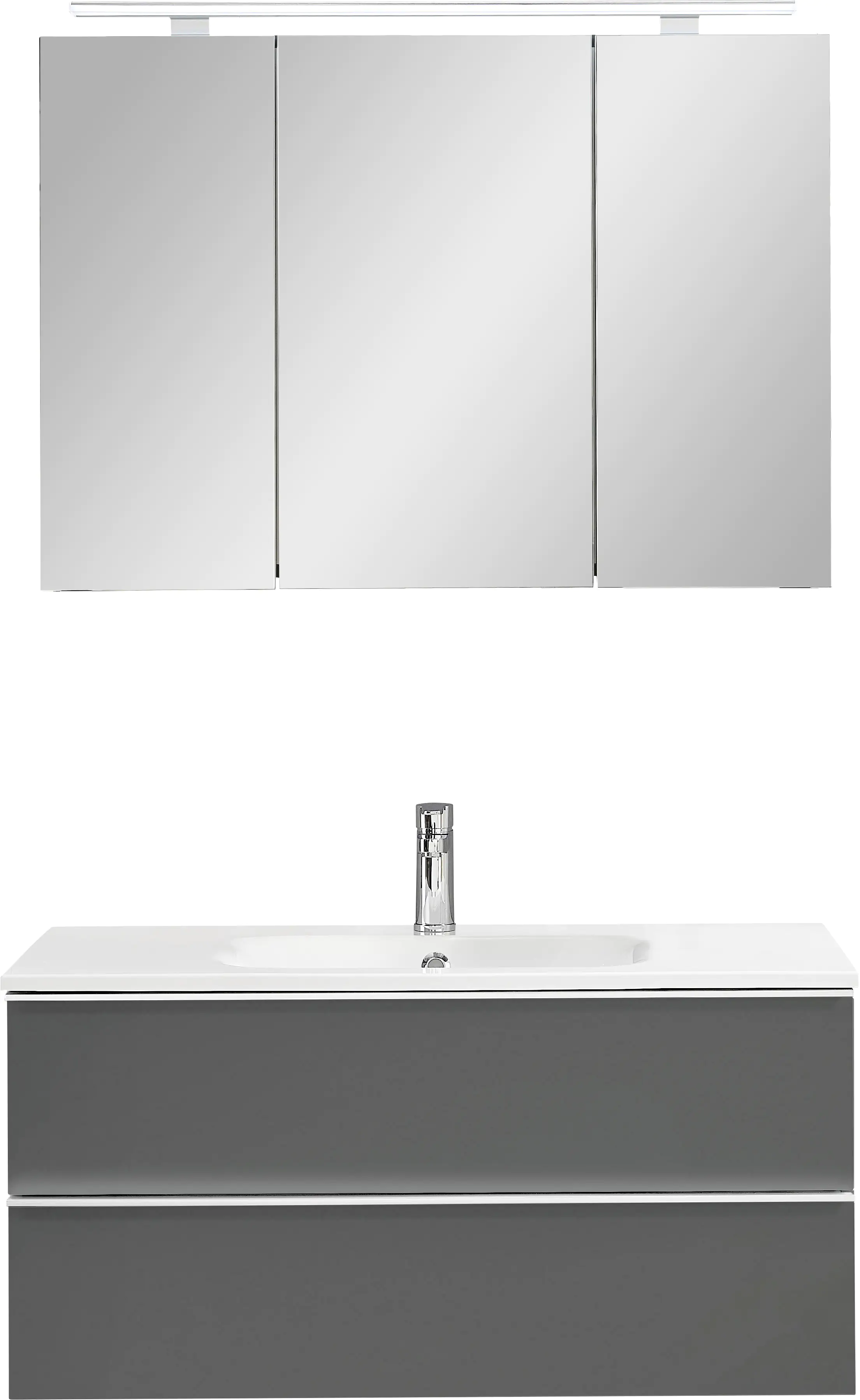 4017026181596_2783756 Primaster Bad-Set Düsseldorf grau 101 cm LED-Leuchten, Mineralgusswaschtisch