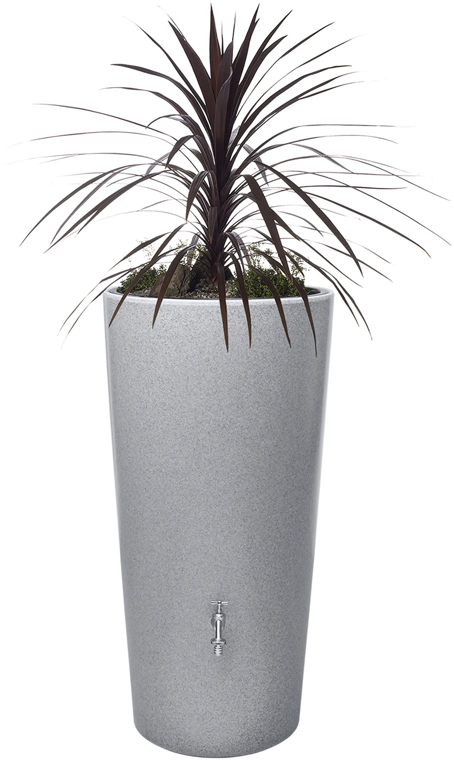 Garantia Regentonne Stone 2in1 rund inkl. Pflanzschale 210 L silber