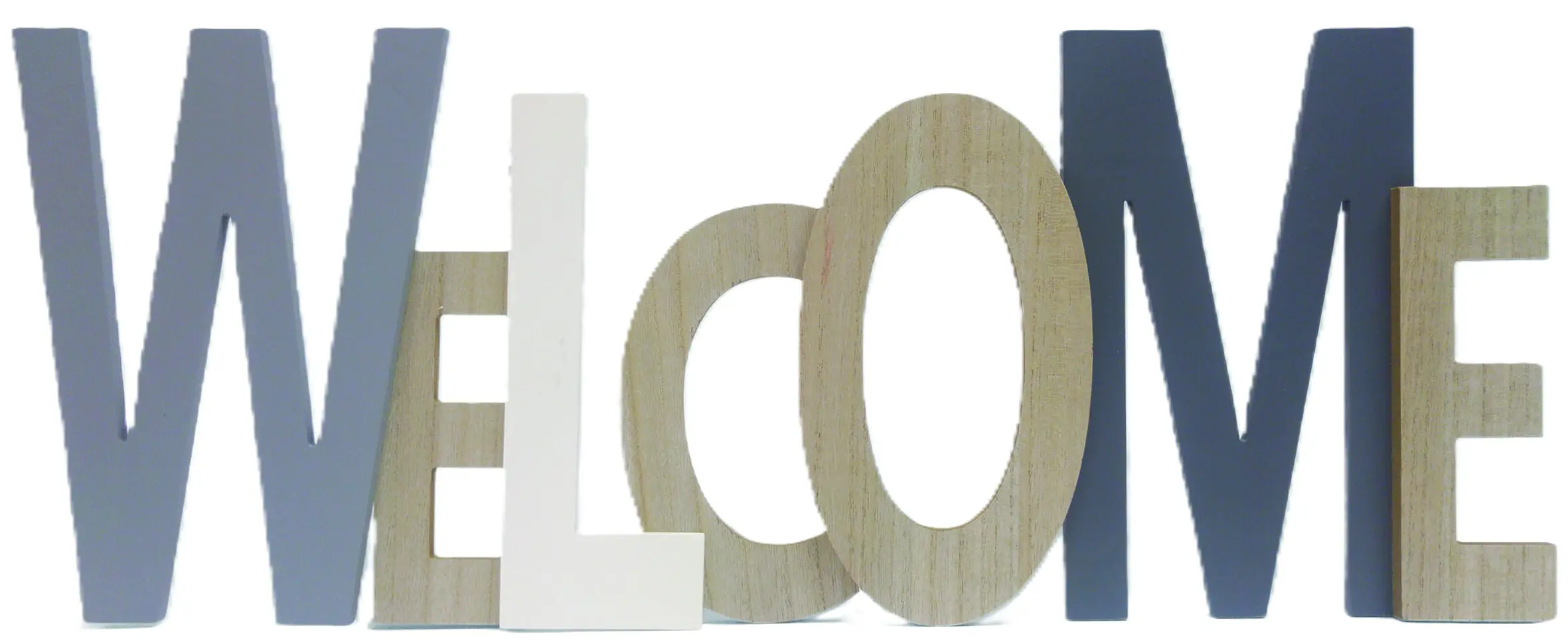 Schriftzug XL Welcome Holz grau  74,5x29x1,8 cm
