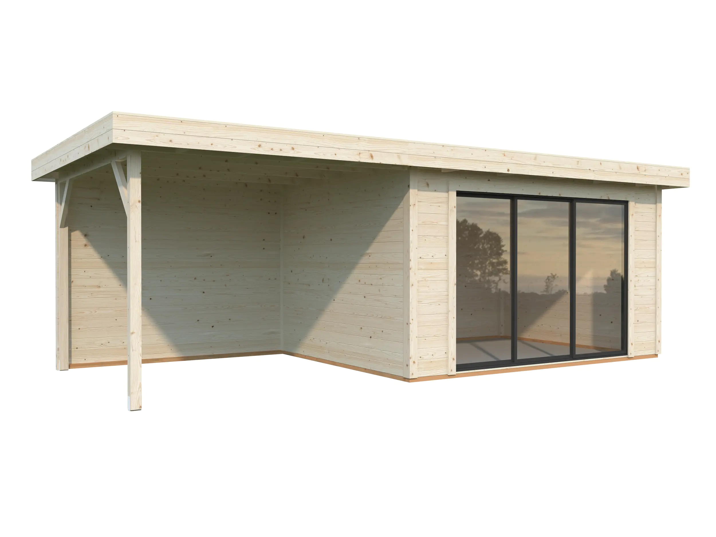 Palmako Gartenhaus Lydia 663 x 291 cm mit Schiebetüren naturbelassen