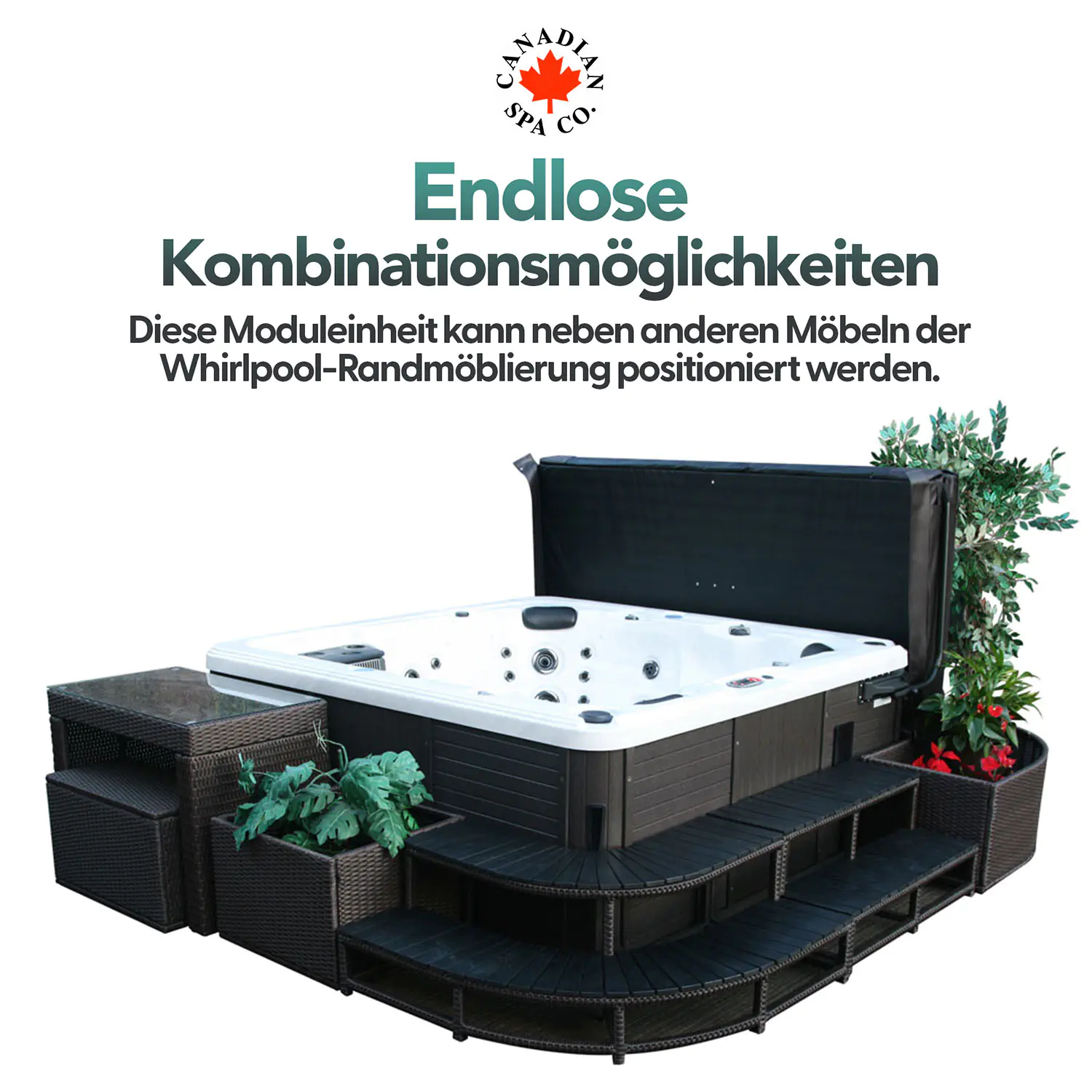 Canadian Spa Ecktreppe - für quadratische Whirlpools dunkelbraun Canadian Spa Ecktreppe - für quadratische Whirlpools dunkelbraun