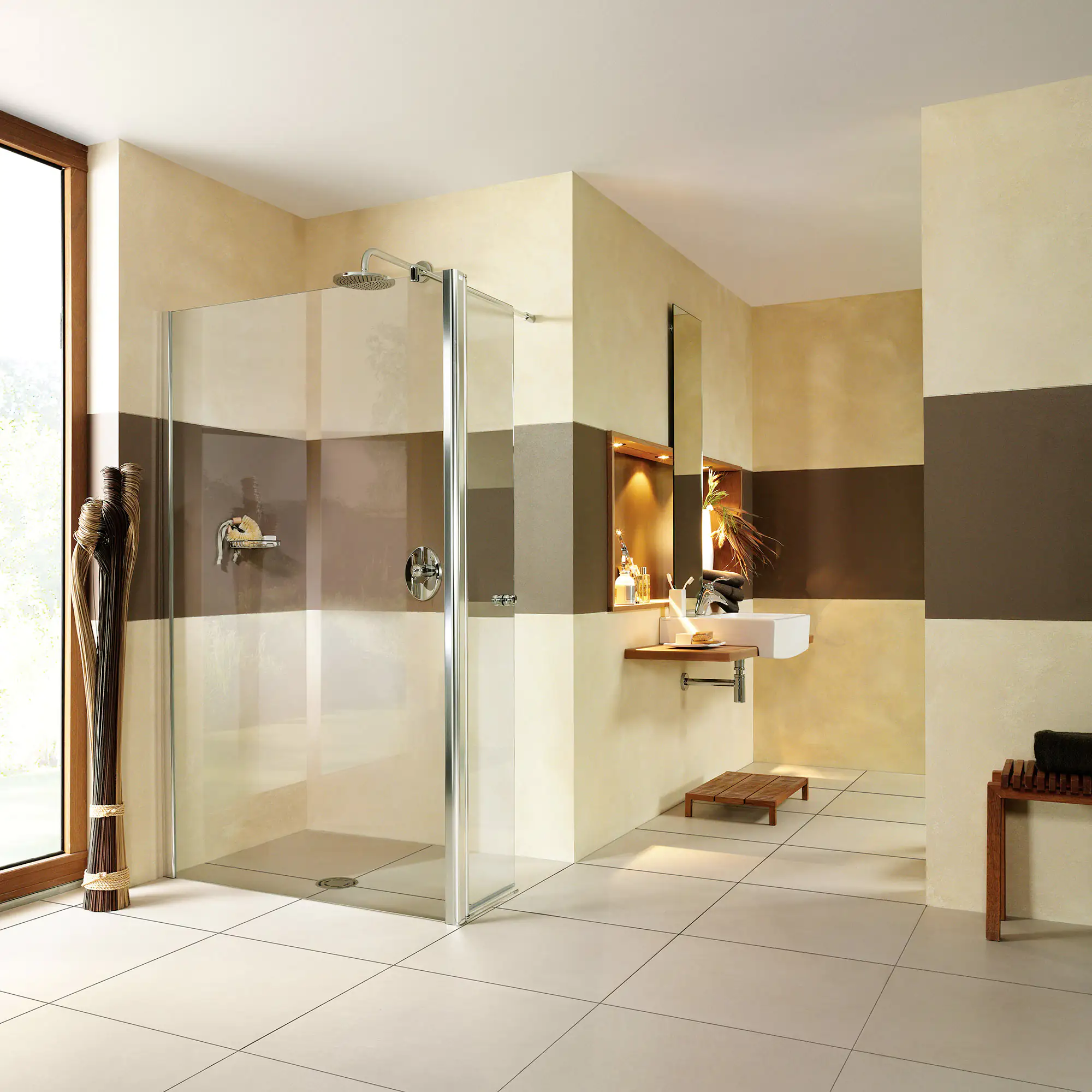Breuer Eckeinstieg Fara 5 4-tlg. 90 x 90 cm Alu silber matt