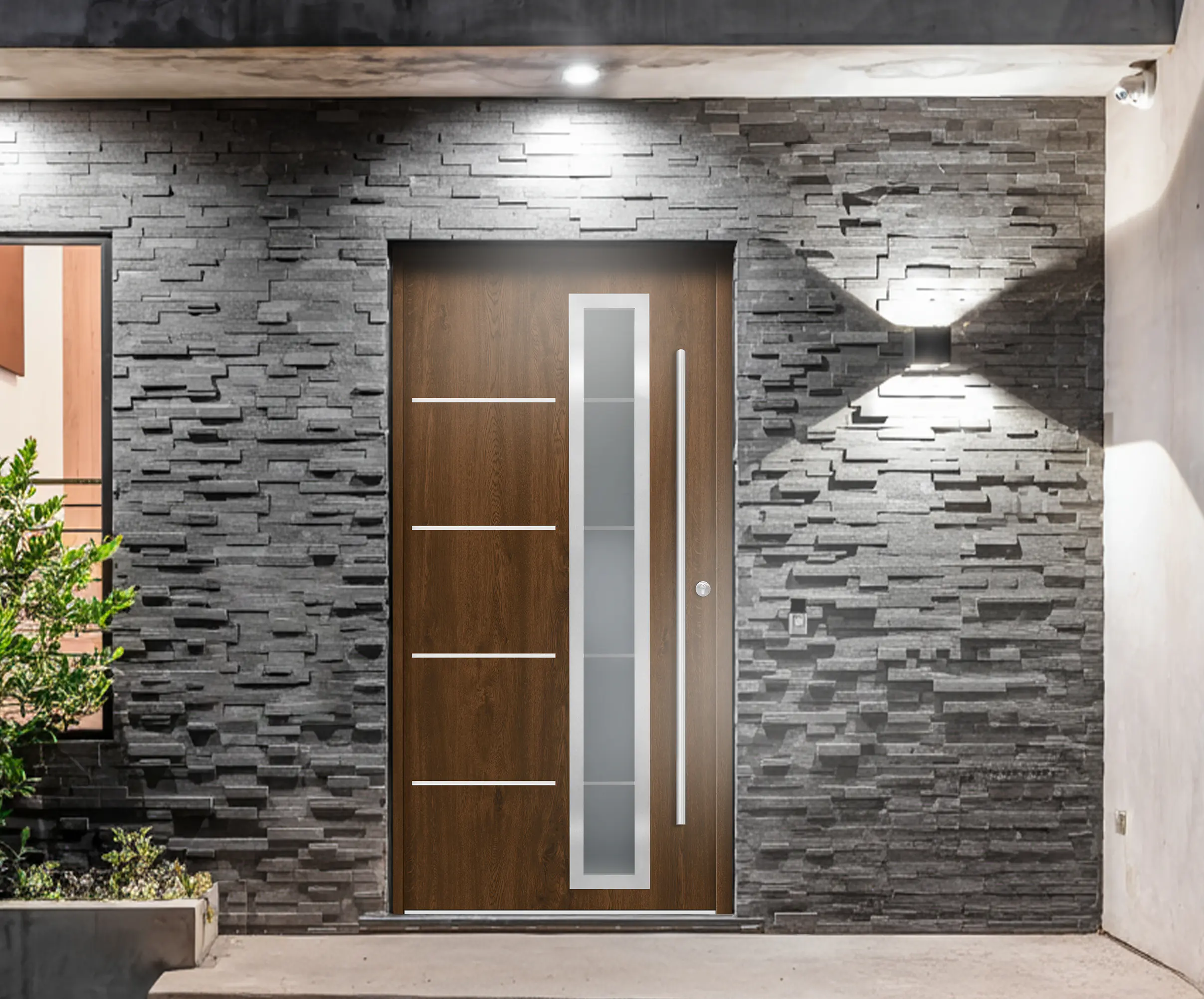 Splendoor Haustür Passivedoor Premium B06 Nussbaum DIN Rechts 110 x 210 cm