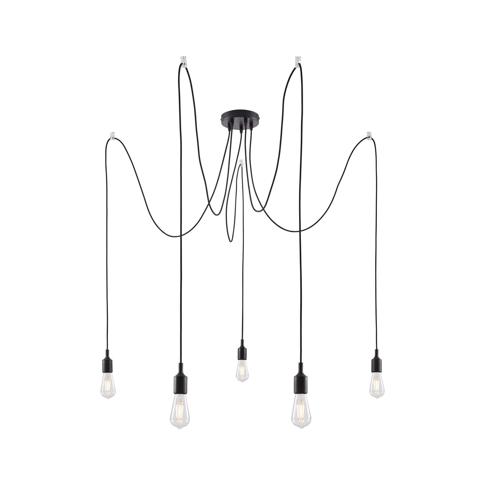 Paulmann Pendelleuchte Neordic Ketil Schwarz, E27, 5 Fassungen