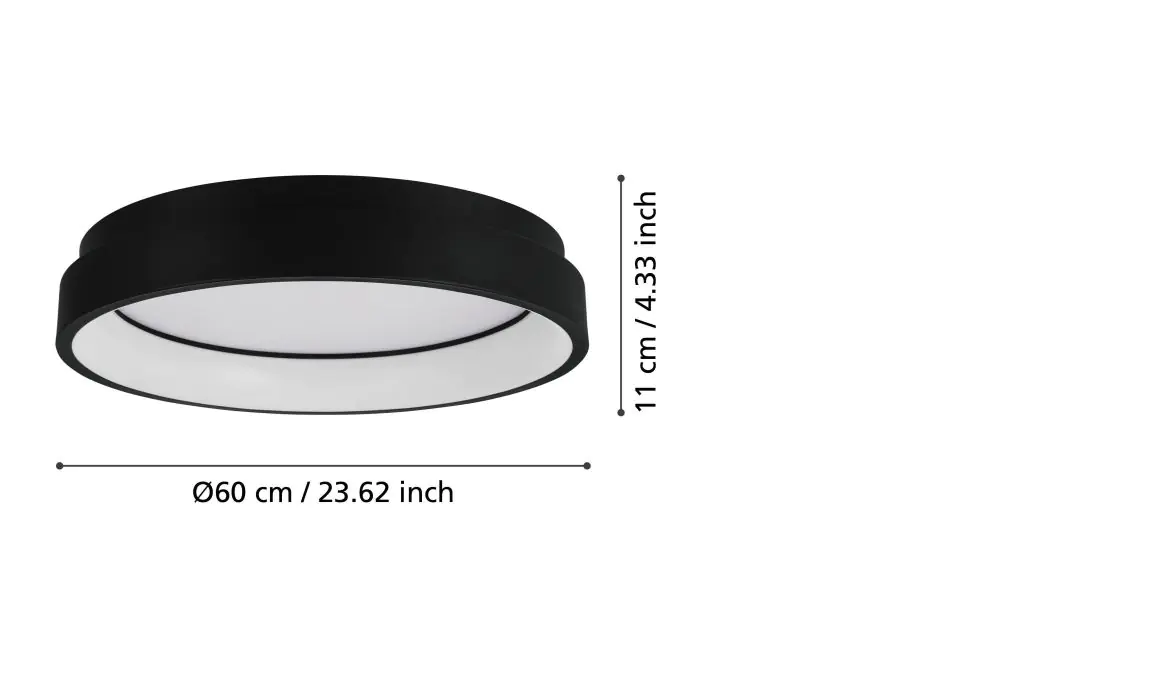 Eglo Connect LED Deckenleuchte Marghera-Z schwarz Ø 60 cm dimmbar, ww-kw