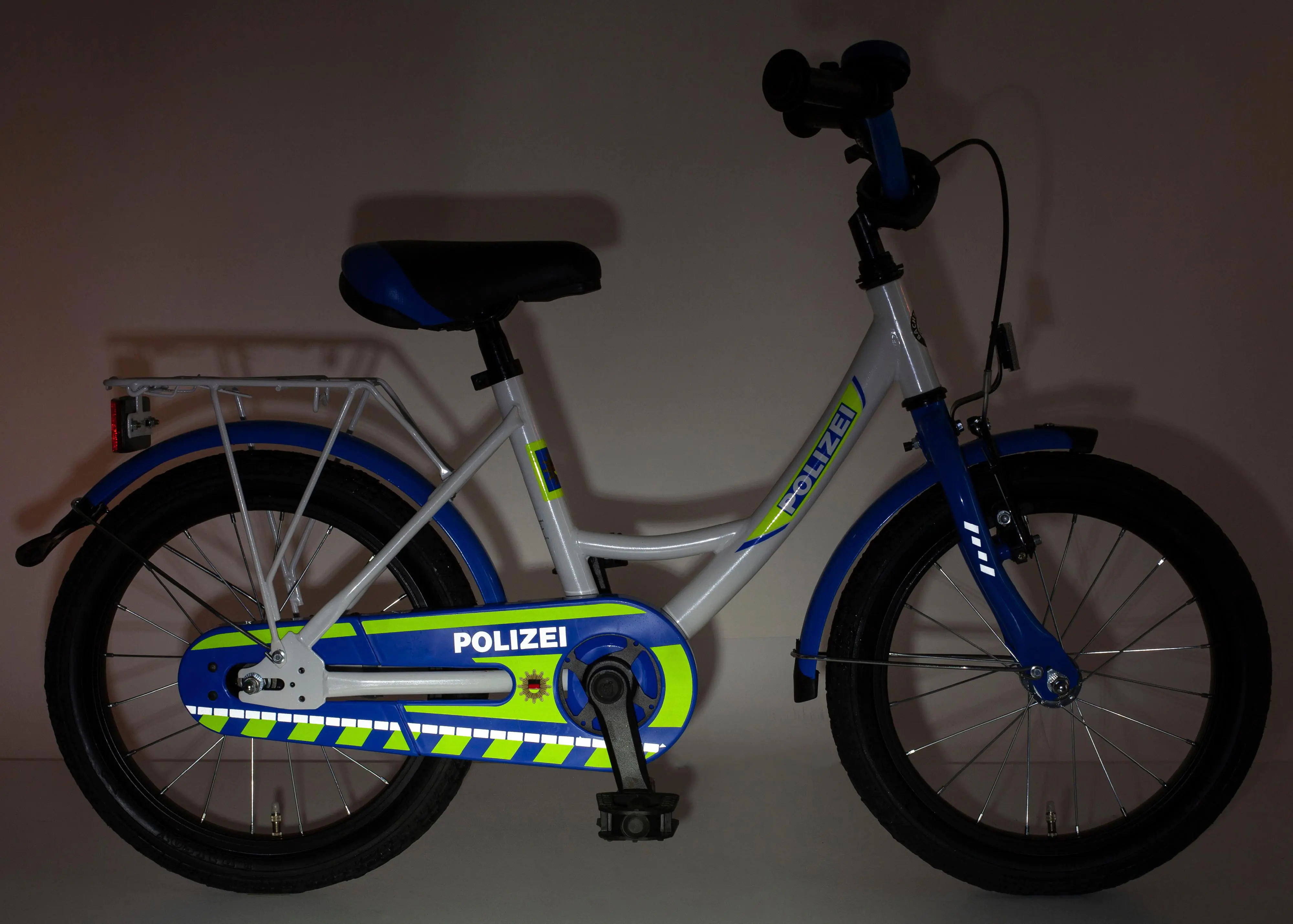 Bachtenkirch Kinderfahrrad Polizei 12 Zoll kristallweiß/blau/neon