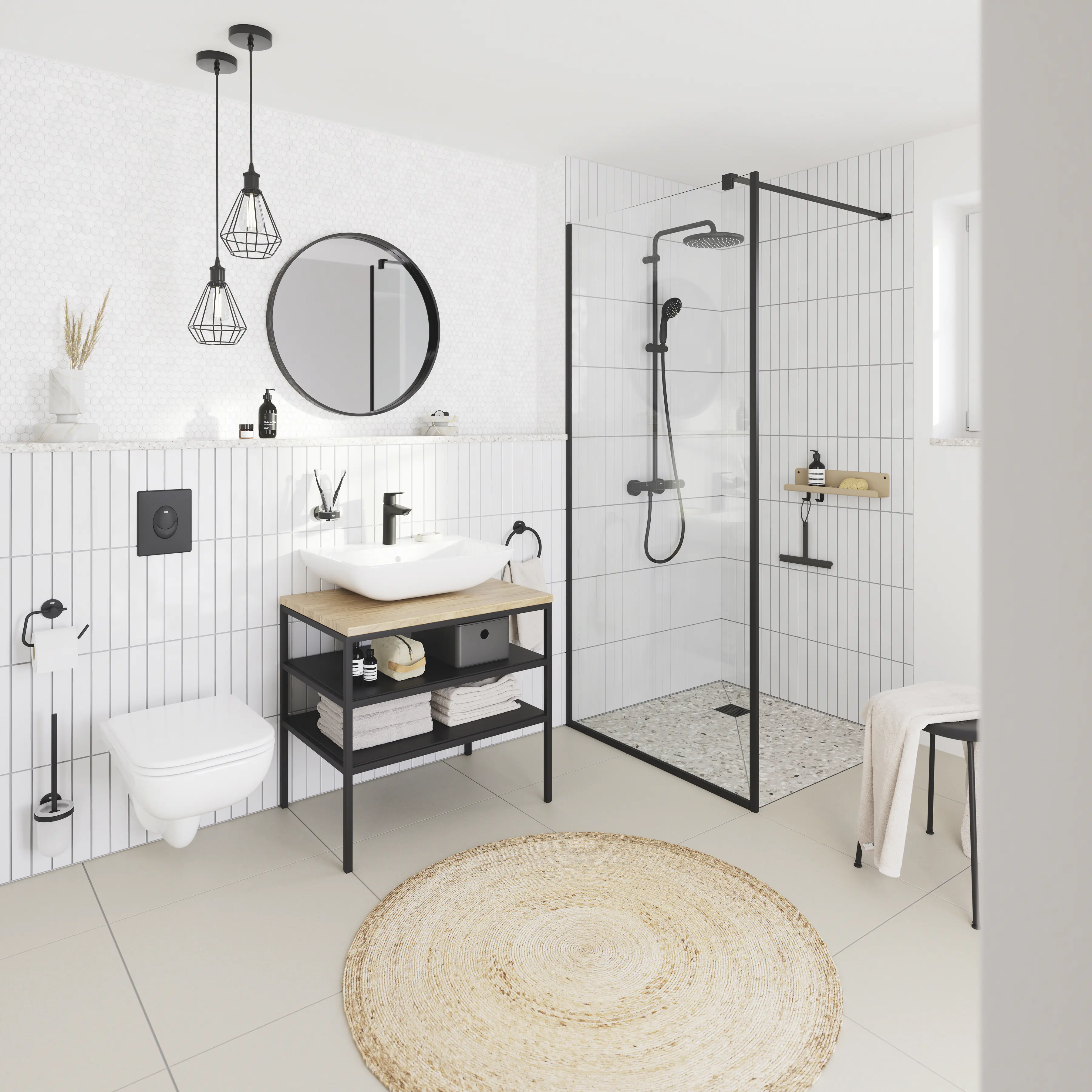 Grohe Start Toilettenbürstengarnitur matt black klebbar