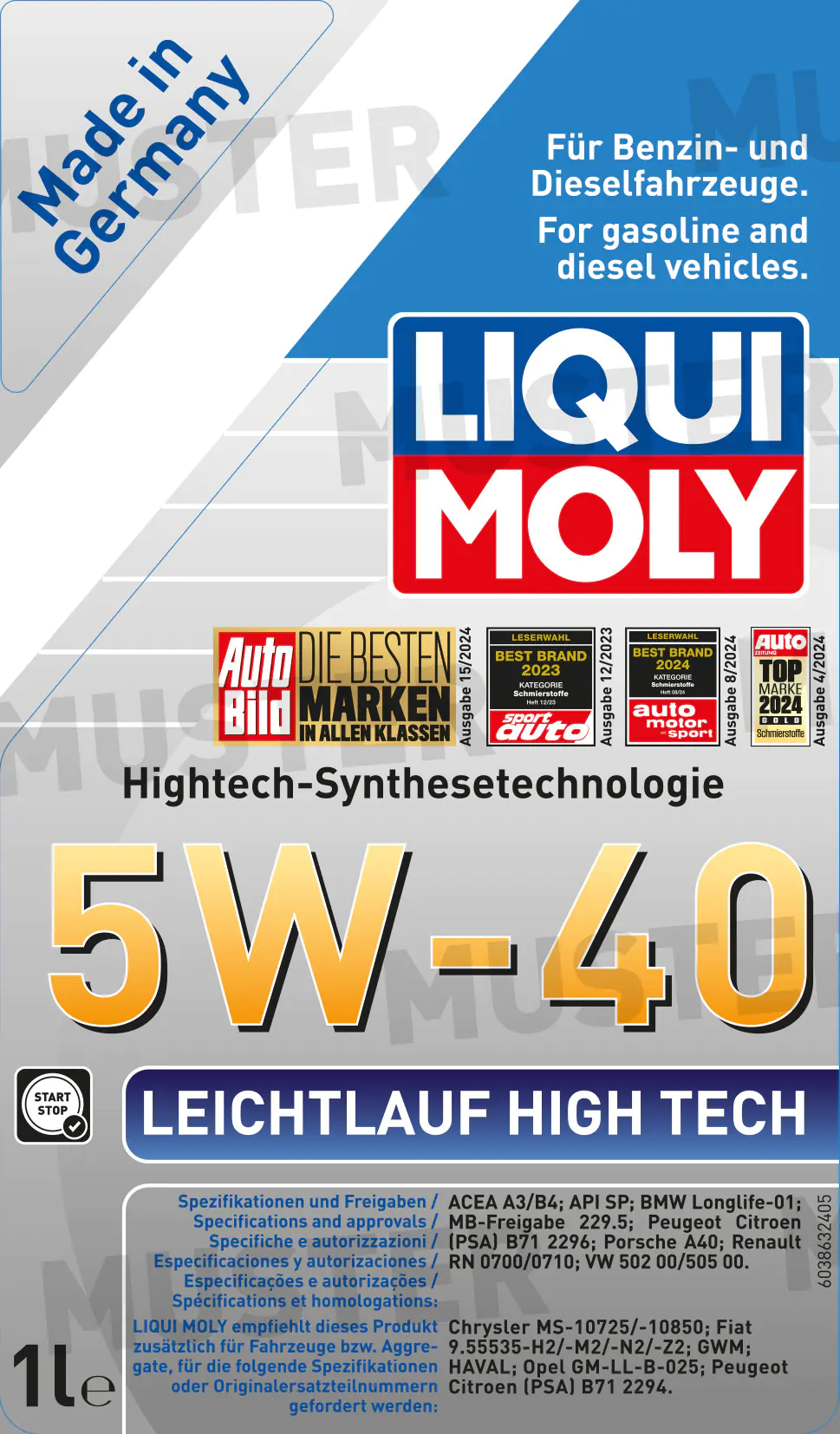 Liqui Moly Motoröl Leichtlauf High Tech 5W-40 1 L