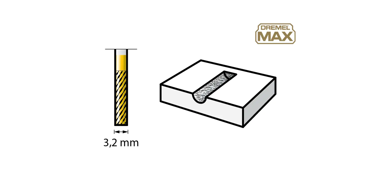 Dremel Max Wolframkarbid-Fräser zylindrisch Ø 3,2 mm 9901DM 
