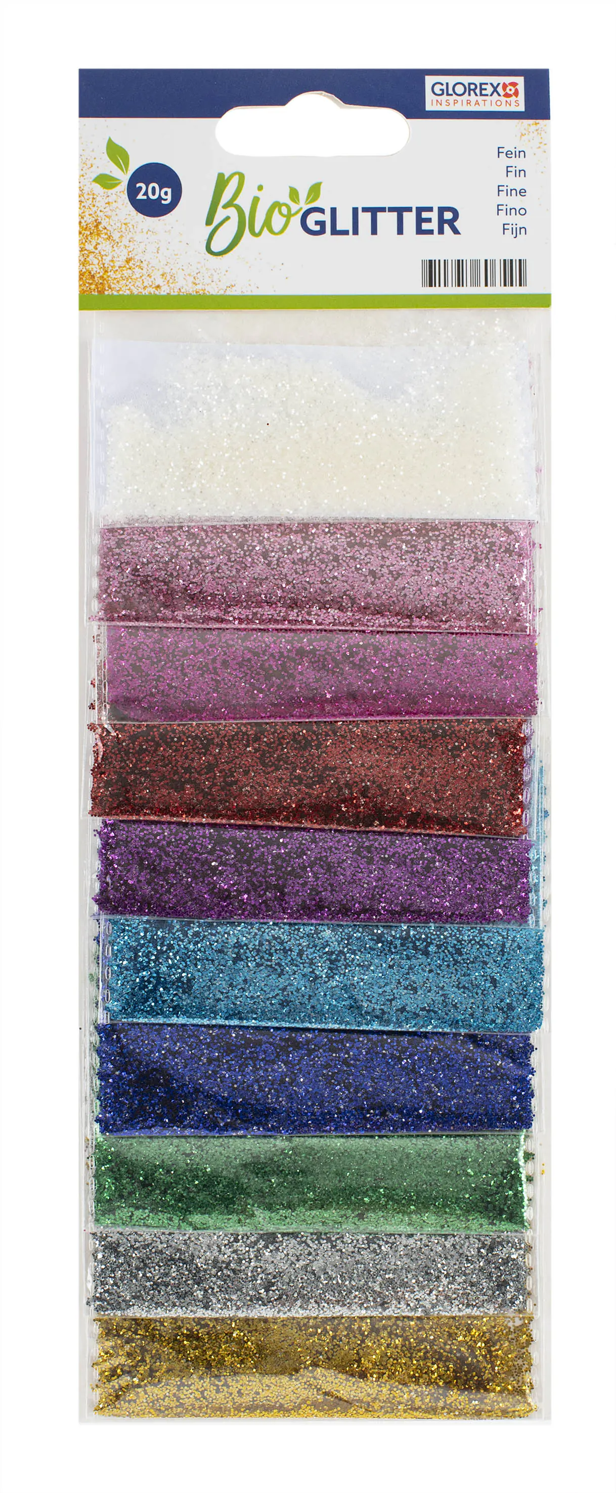 Glorex Bio Glitter fein 10 Farben 20 g
