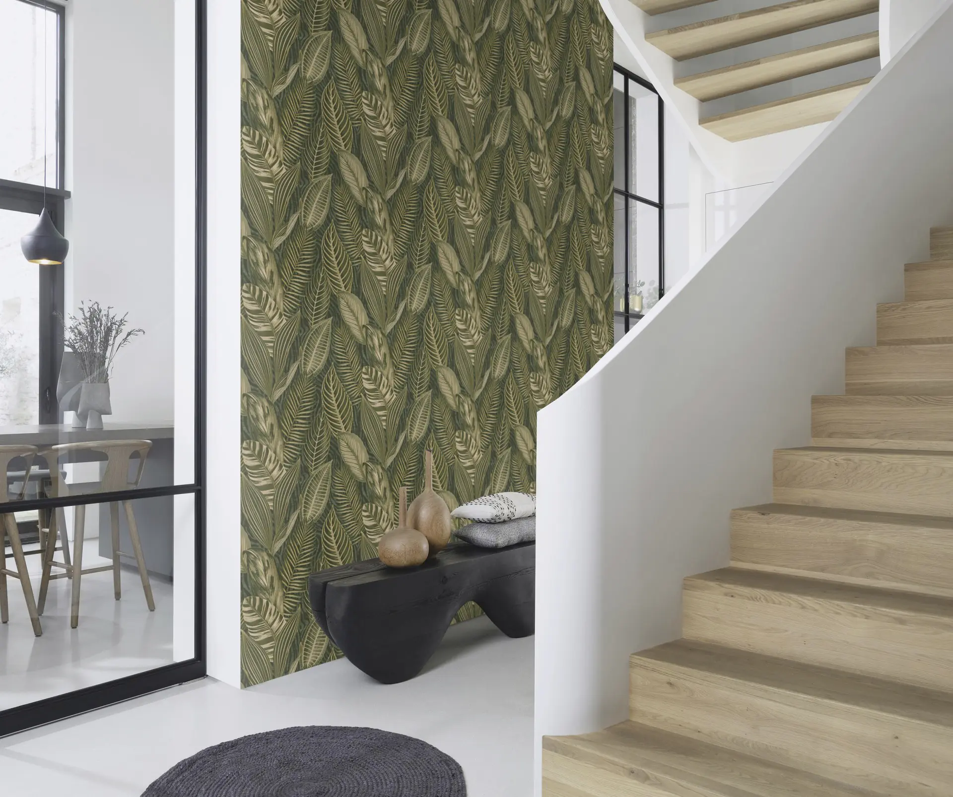 Rasch Vliestapete 751826 African Queen III, Blätter grün gold, 10,05 x 0,53 m