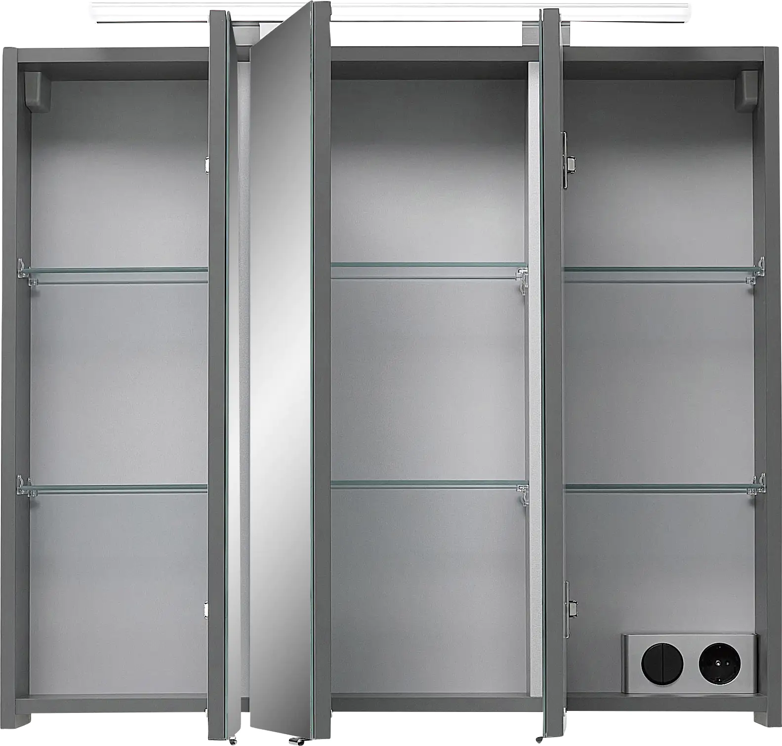 4017026181299_2693779 Primaster Spiegelschrank Düsseldorf mit Beleuchtung grau 80 x 70 cm
