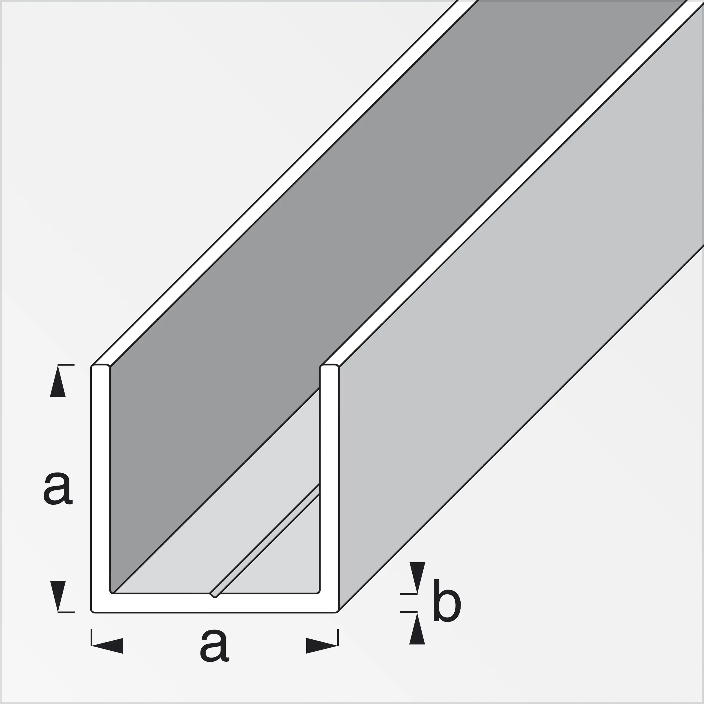 alfer Quadrat-U 2.5 m, 29.5 x 2.4 mm Aluminium roh blank