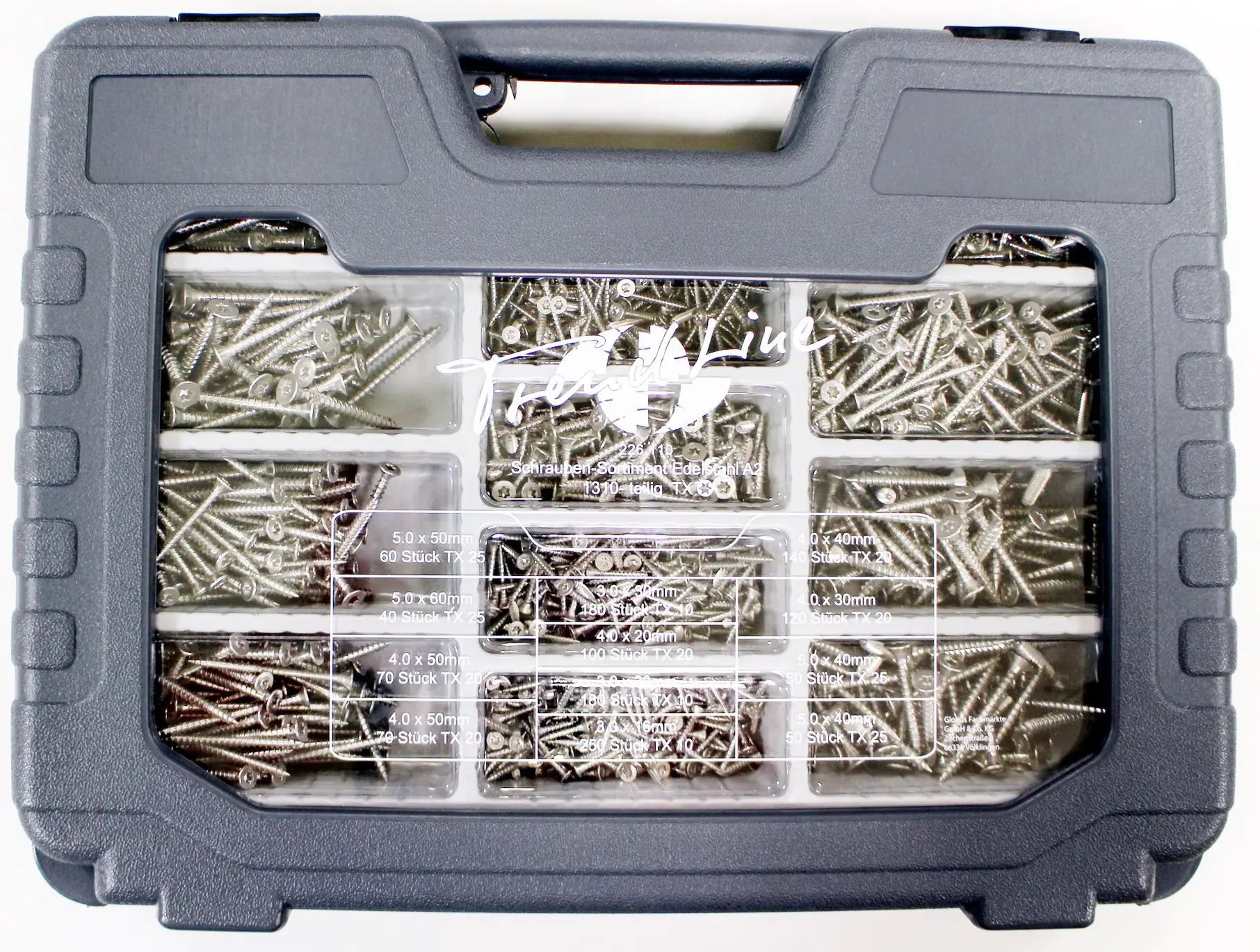 TrendLine Sortimentskasten Edelstahlschrauben TX - 1310 teilig