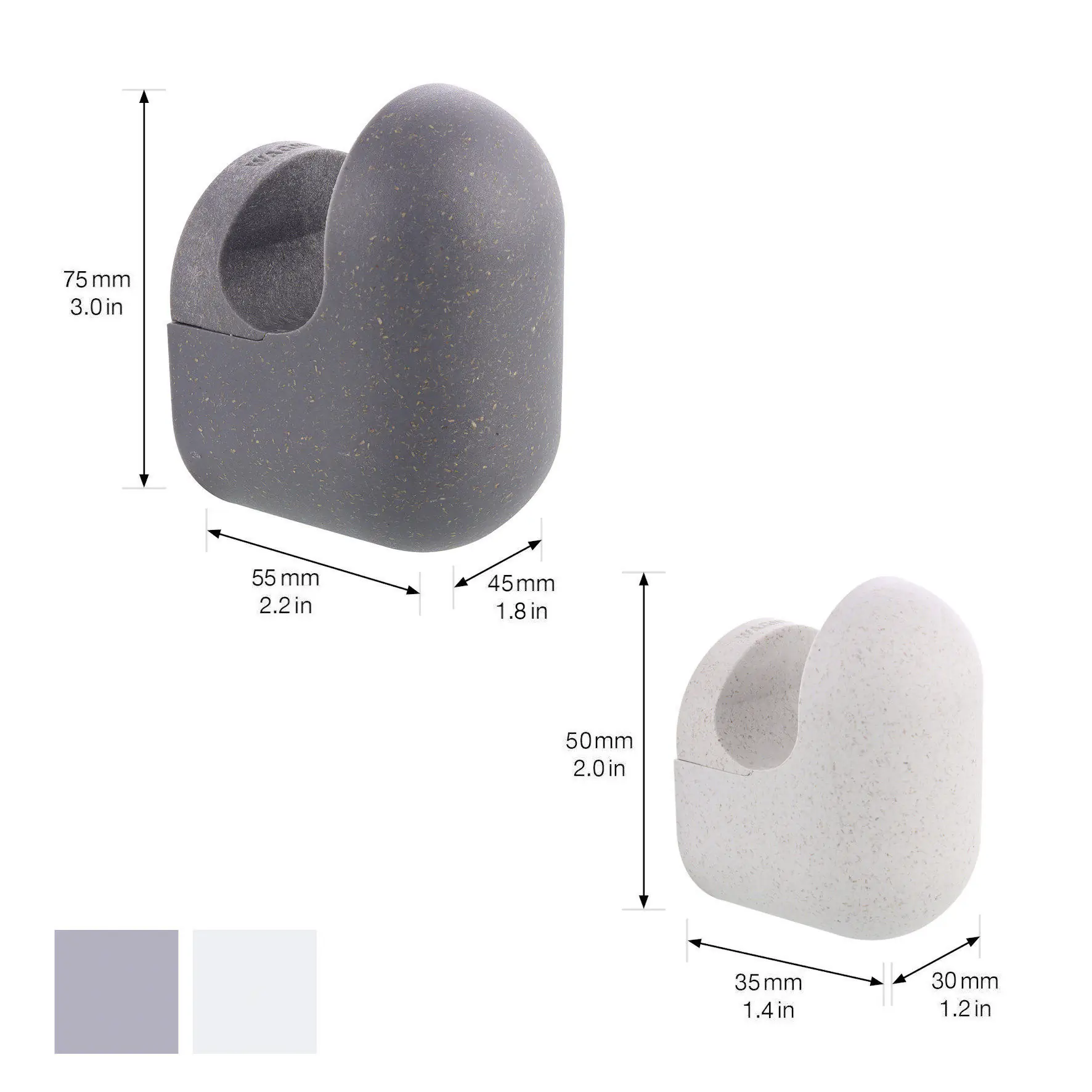 Wagner Wandhaken-Set hooks4home Pill Tragkraft bis 2 kg Bio Kunststoff hellgrau dunkelgrau 4 Stück