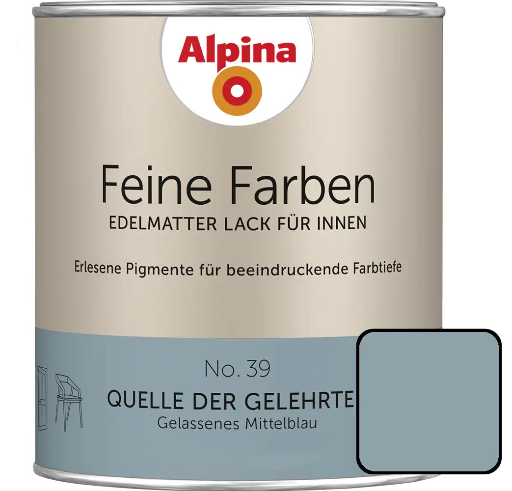 Alpina Feine Farben Lack No. 39 Quelle der Gelehrten  mittelblau edelmatt 750 ml