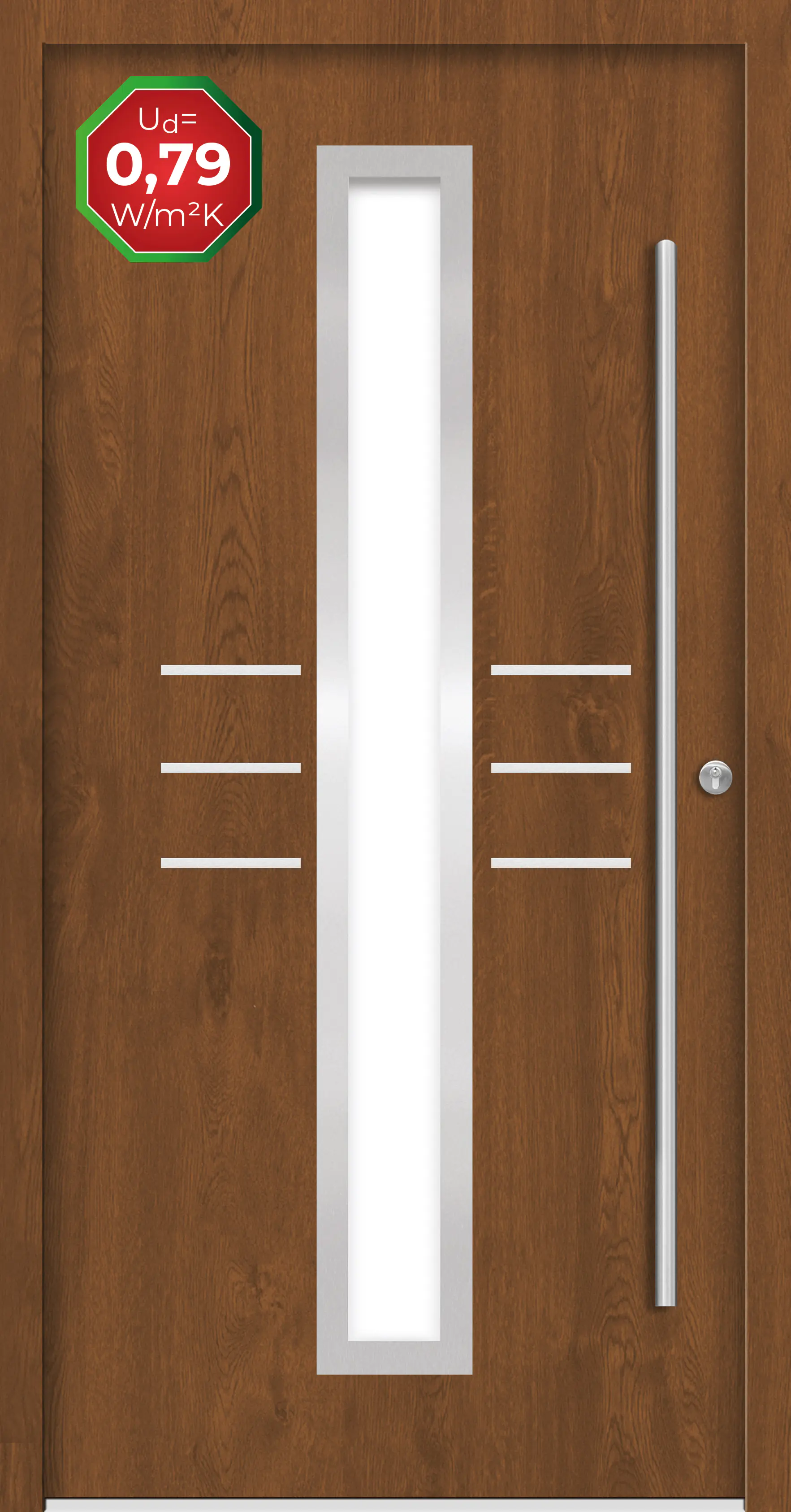 Splendoor Haustür Passivedoor Premium B07 Golden Oak DIN Rechts 110 x 210 cm
