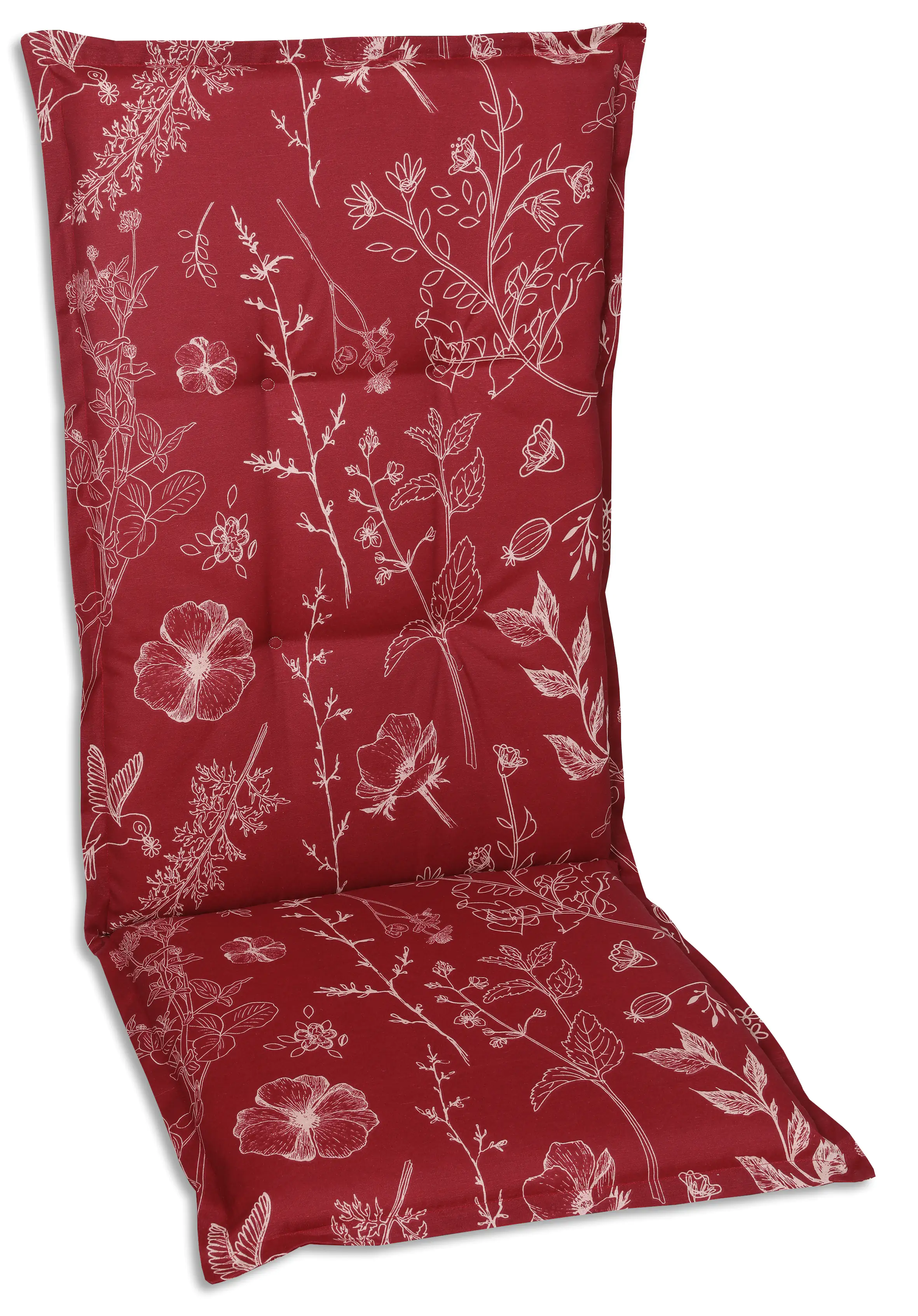 GO-DE Hochlehner-Auflage 50 cm x 120 cm x 6 cm, rot, Blumen/Stengel rot GO-DE Hochlehner-Auflage 50 cm x 120 cm x 6 cm, rot, Blumen/Stengel rot
