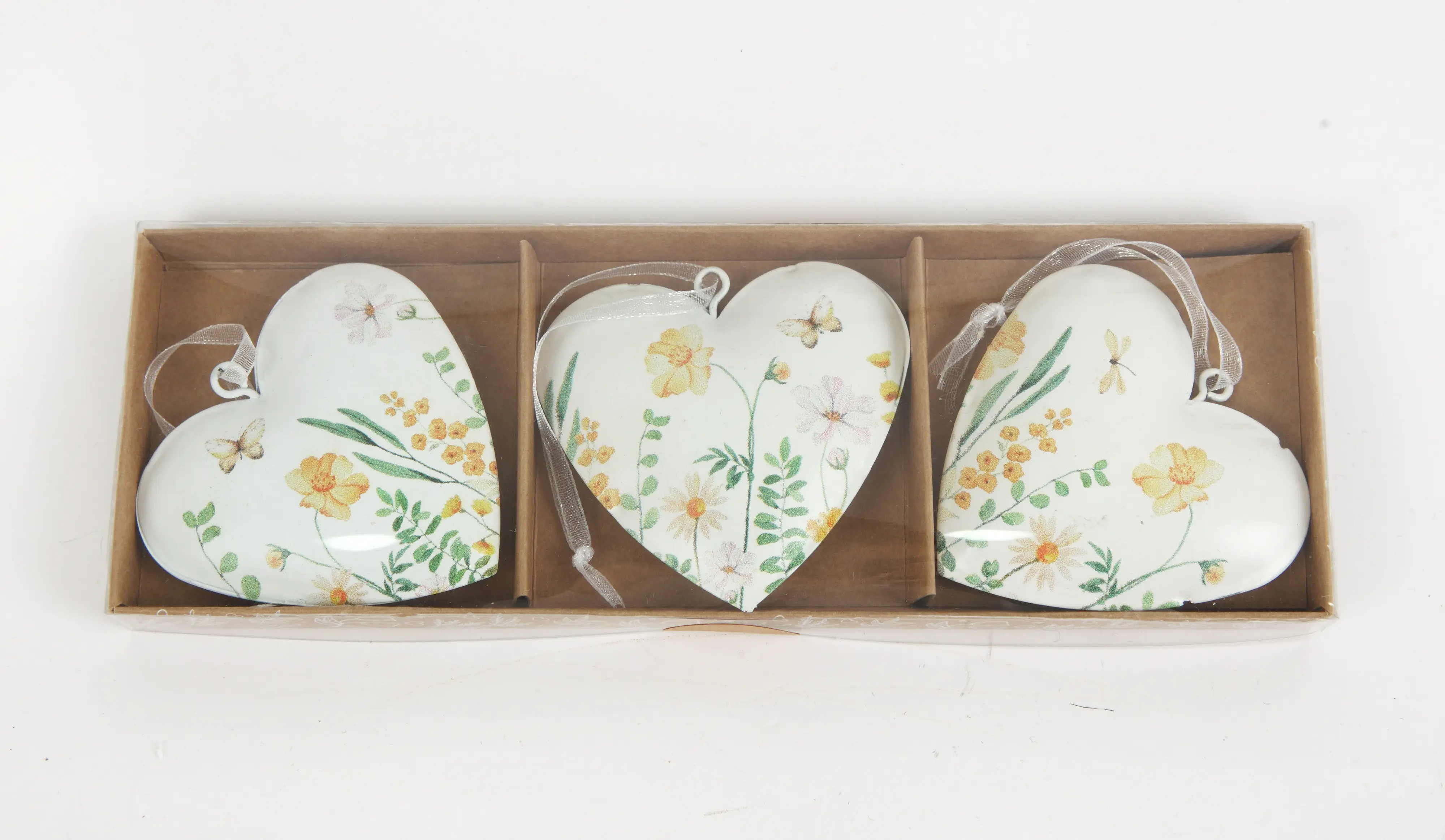 TrendLine Aufhänger Metall Herz im 3er Set 7 x 2 x 21 cm weiß-grün