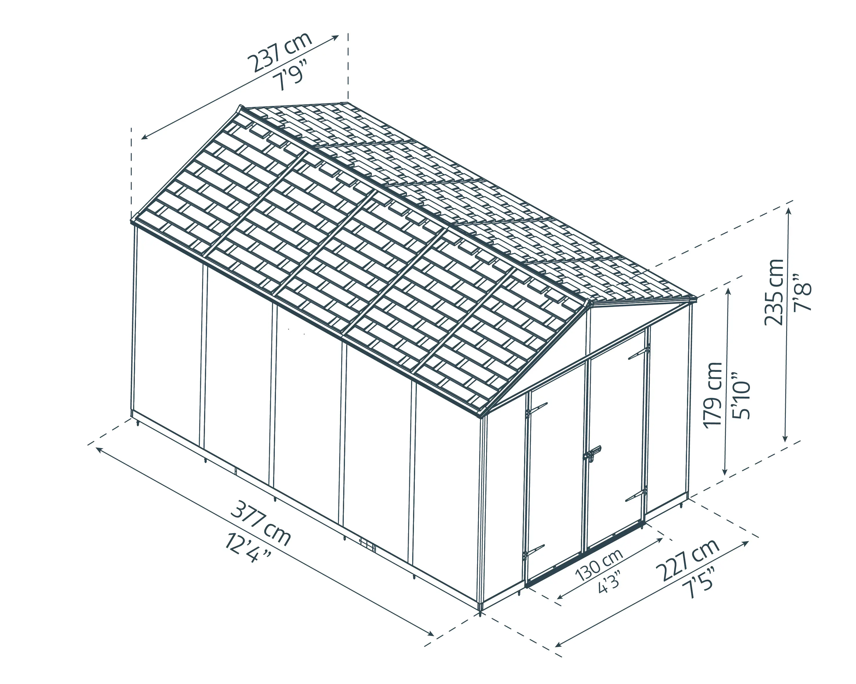 Canopia Gerätehaus Rubicon Alu grau 377 x 227 cm