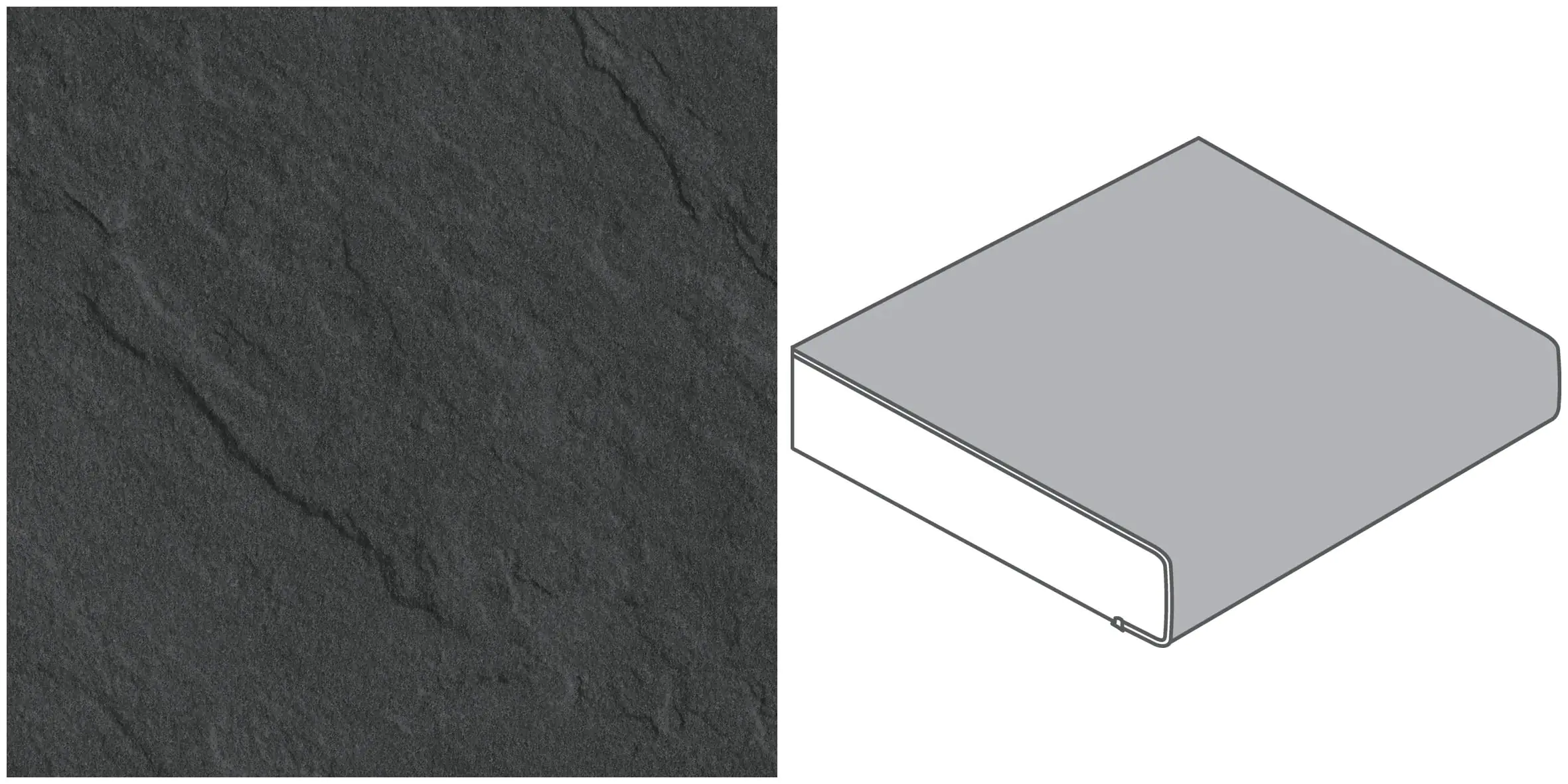 GetaElements Arbeitsplatte 410 x 90 cm, 39 mm Porto Schiefer