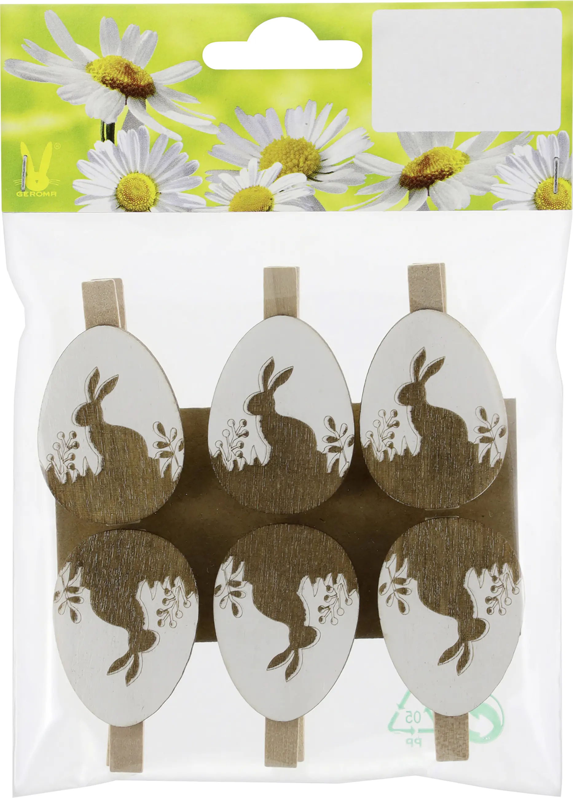 Ostereier mit Klammern Holz 4,7 x 2,8 cm 6 Stück weiß braun