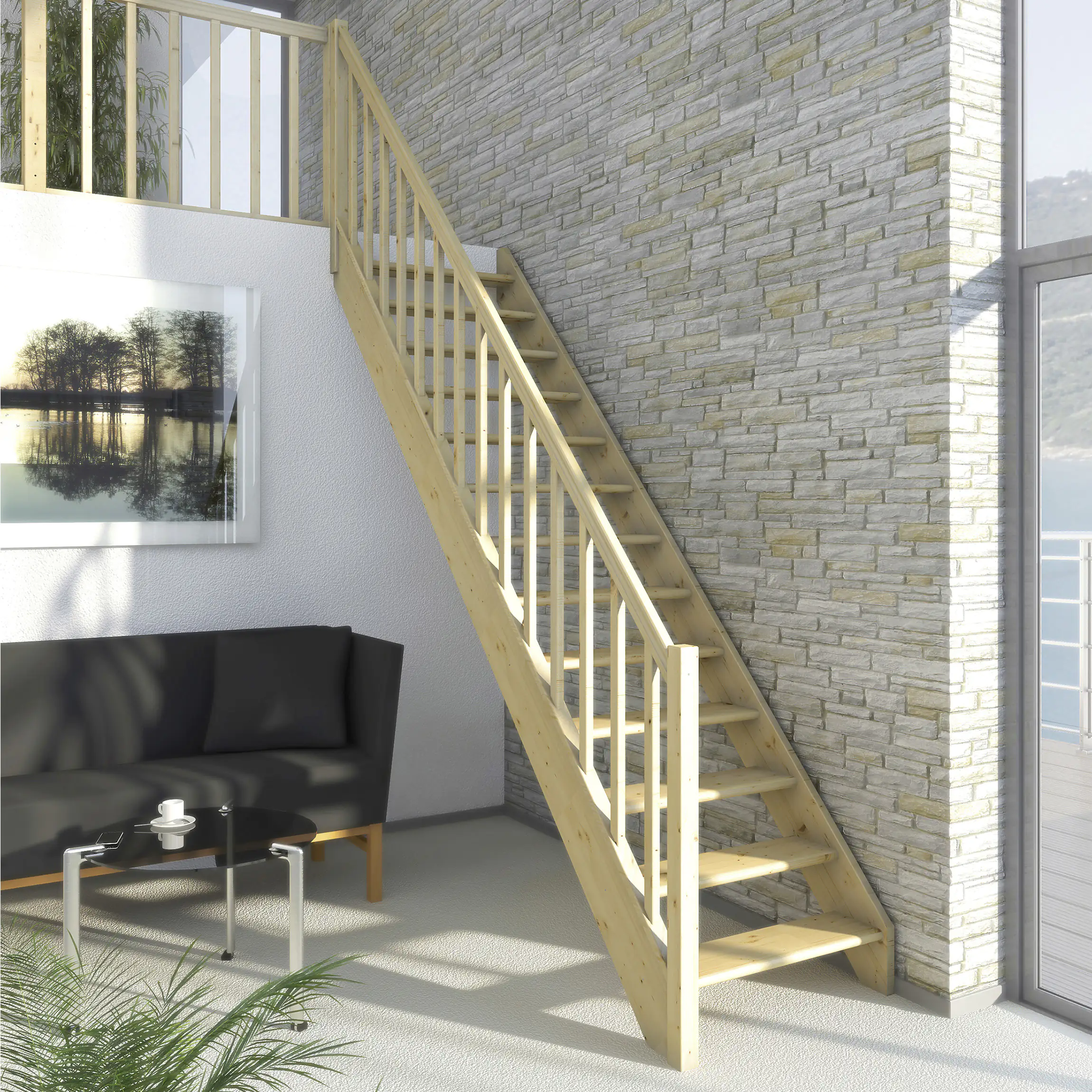 Dolle Raumspartreppen Paris gerade Fichte unbehandelt inkl. Geländer Dolle Raumspartreppen Paris gerade Fichte unbehandelt inkl. Geländer