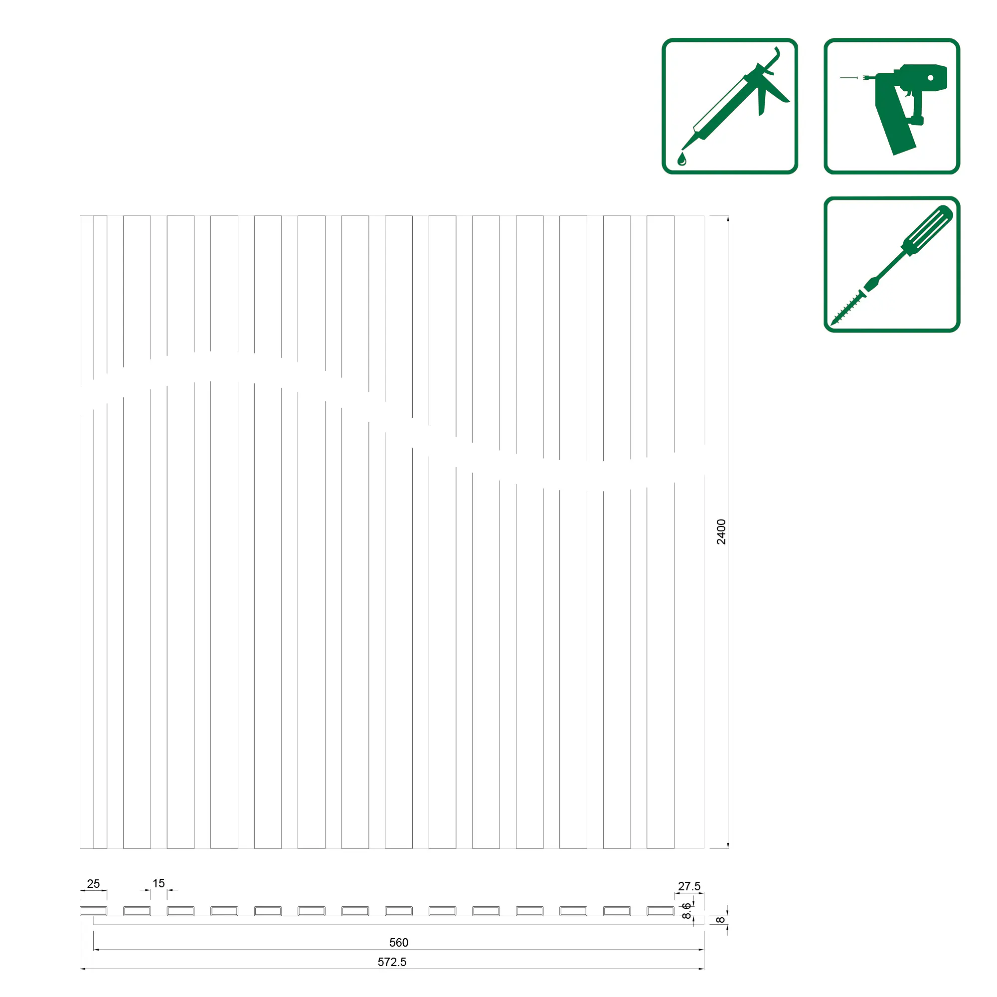 Neuhofer Akustikpaneel Eiche foliert 240 x 57,2 x 1,9 cm braun 