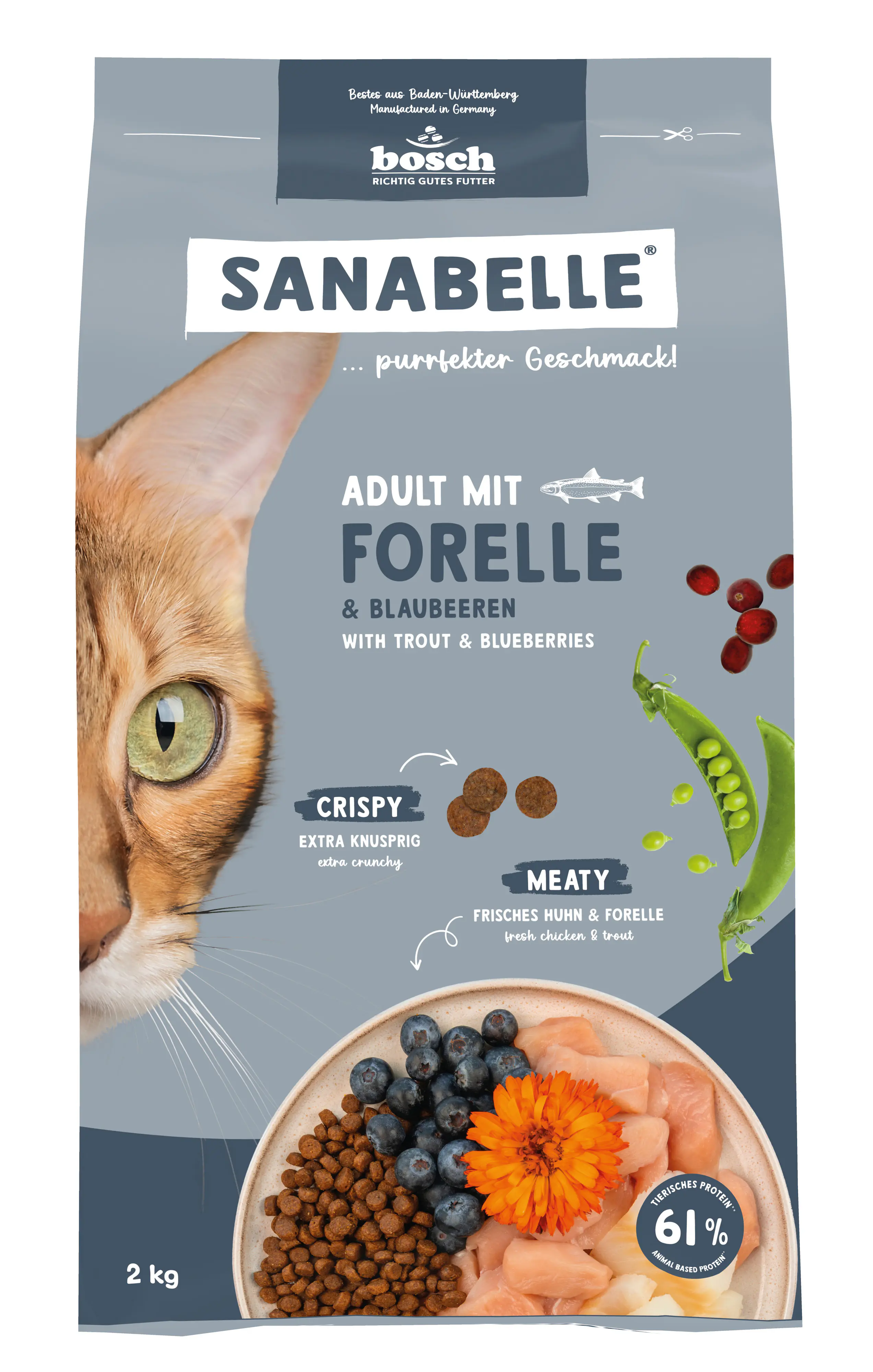 Sanabelle Katzentrockenfutter Adult mit Forelle & Blaubeeren für ausgewachsene Katzen 2 kg Sanabelle Katzentrockenfutter Adult mit Forelle & Blaubeeren für ausgewachsene Katzen 2 kg