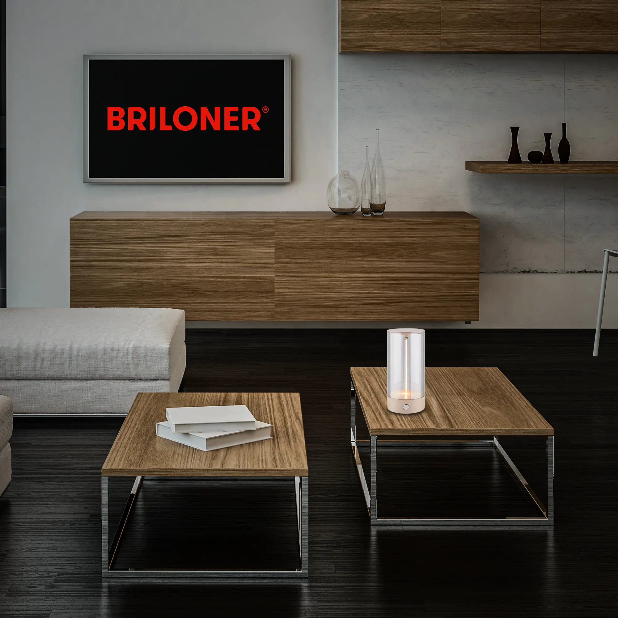 Briloner LED Akku-Tischleuchte Wiggle beige 15 cm warmweiß dimmbar Briloner LED Akku-Tischleuchte Wiggle beige 15 cm warmweiß dimmbar