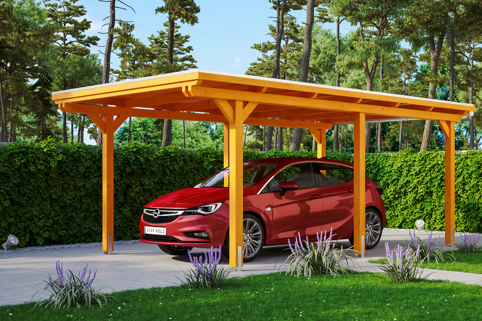 SKAN HOLZ Carport Emsland 354 x 604 cm mit Aluminiumdach