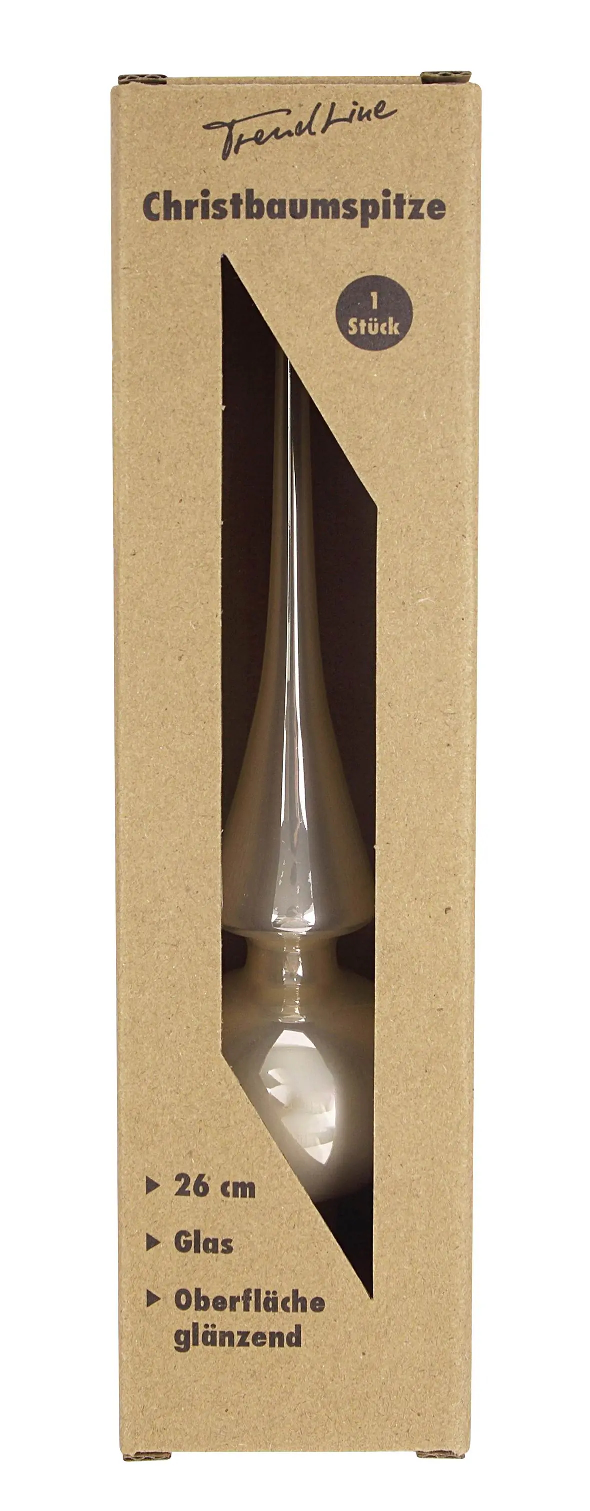 TrendLine Christbaumspitze aus Glas 26 cm champagner glänzend