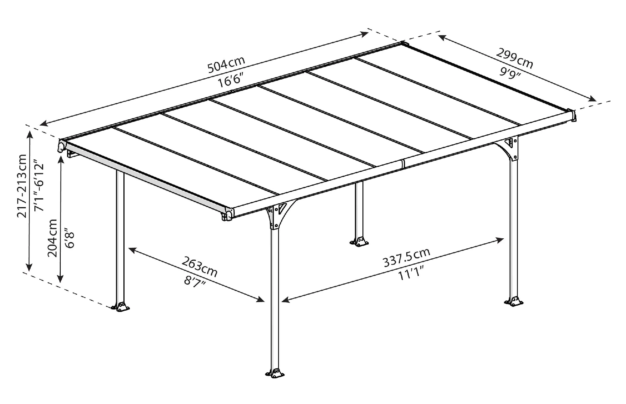 Canopia Carport MODENA 5000 ca. 504 x 300 cm, Aluminium schwarz