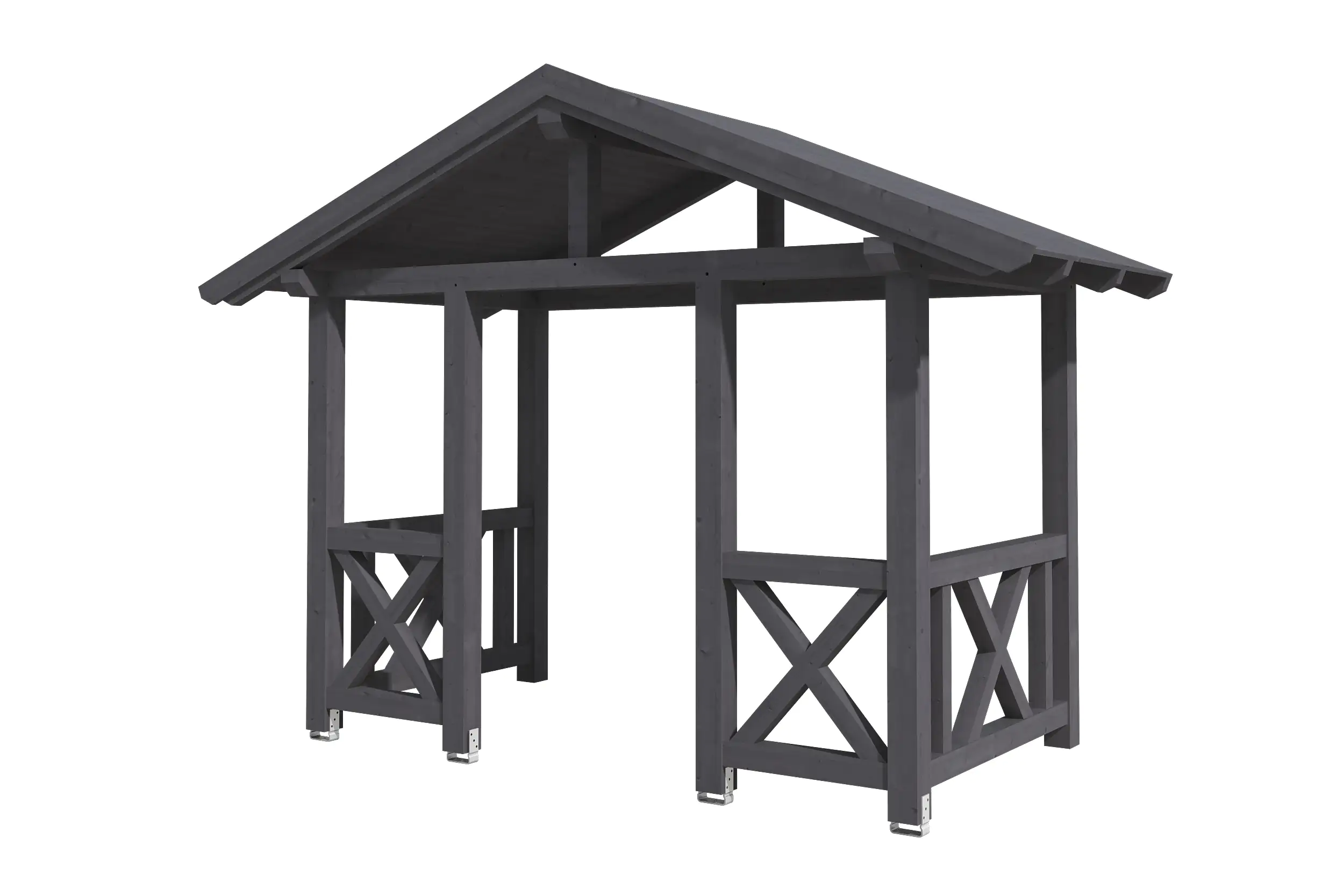 SKAN HOLZ Vordach Stralsund Typ 7 360 x 187 cm, lasiert in Schiefergrau