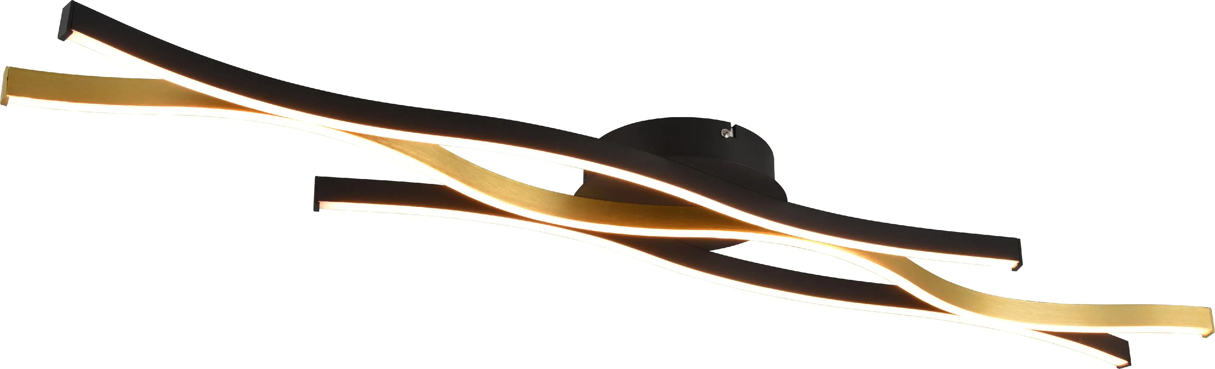 Trio Leuchten LED Deckenleuchte Blaze schwarz-messing 107 x 7 cm dimmbar