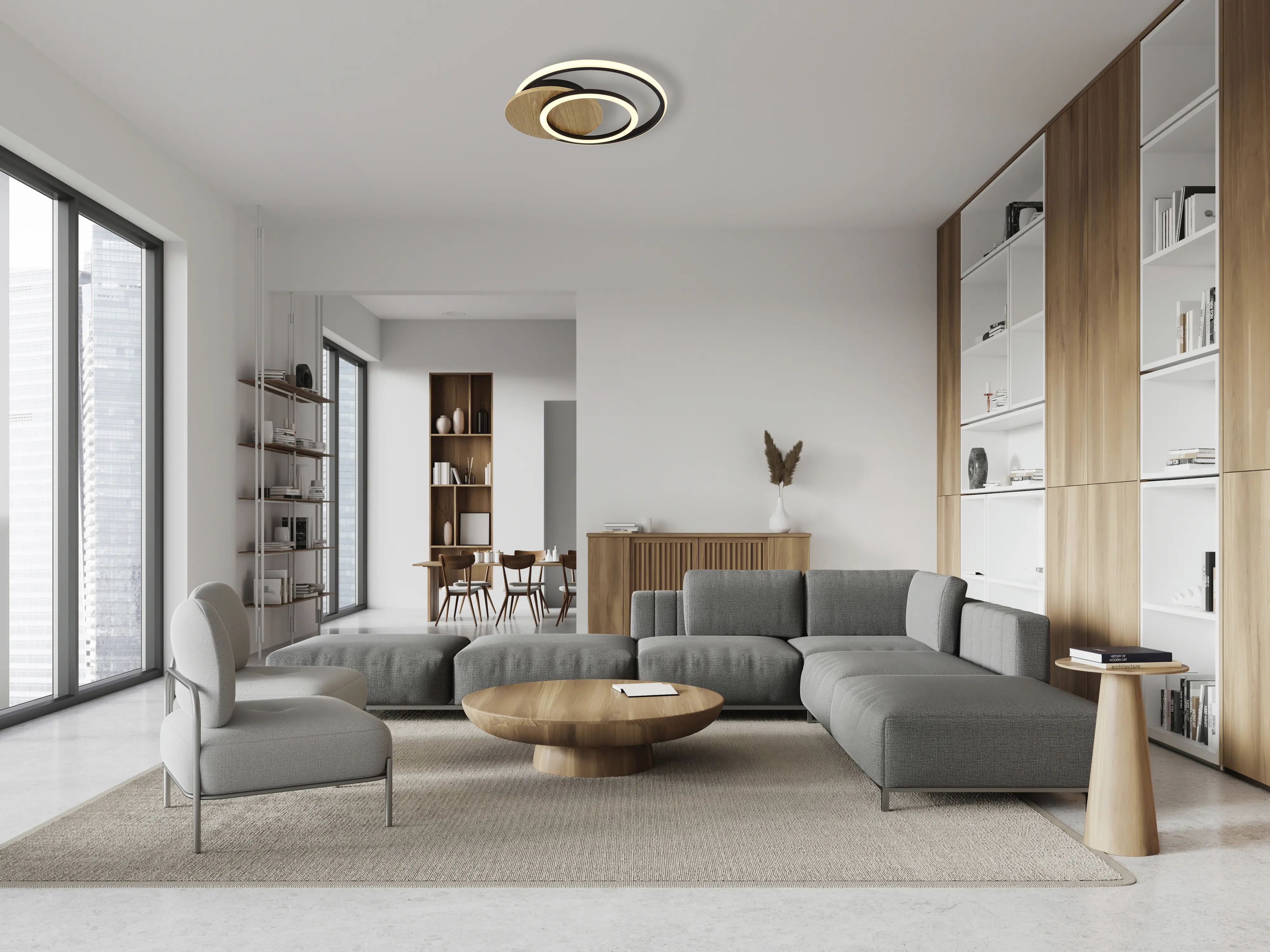 Globo Deckenleuchte Julio 38 x 36 cm L x B holzoptik dunkel warmweiß