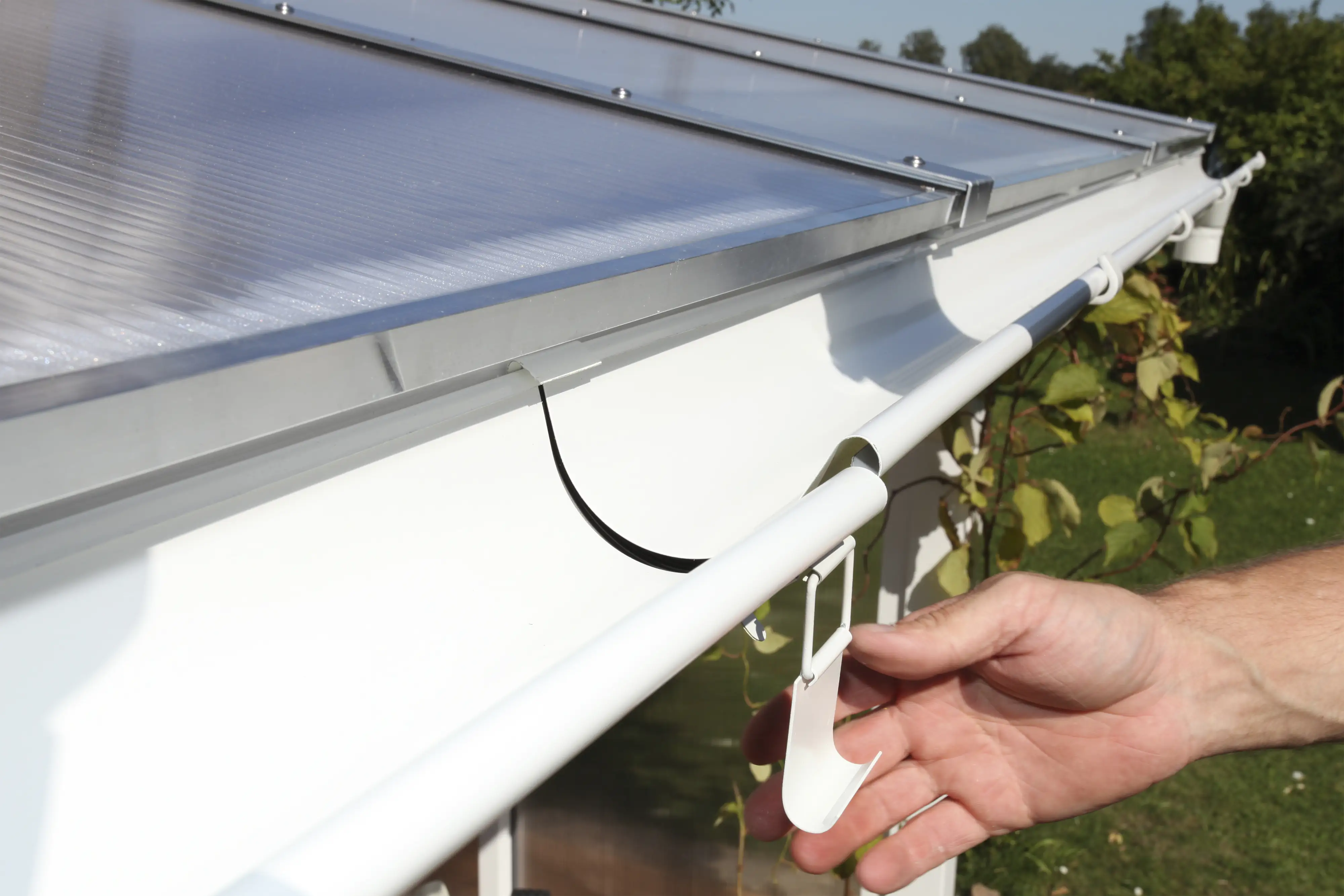 SKAN HOLZ Regenrinnen-Set 324 cm, Stahl, verzinkt u. weiss beschichtet