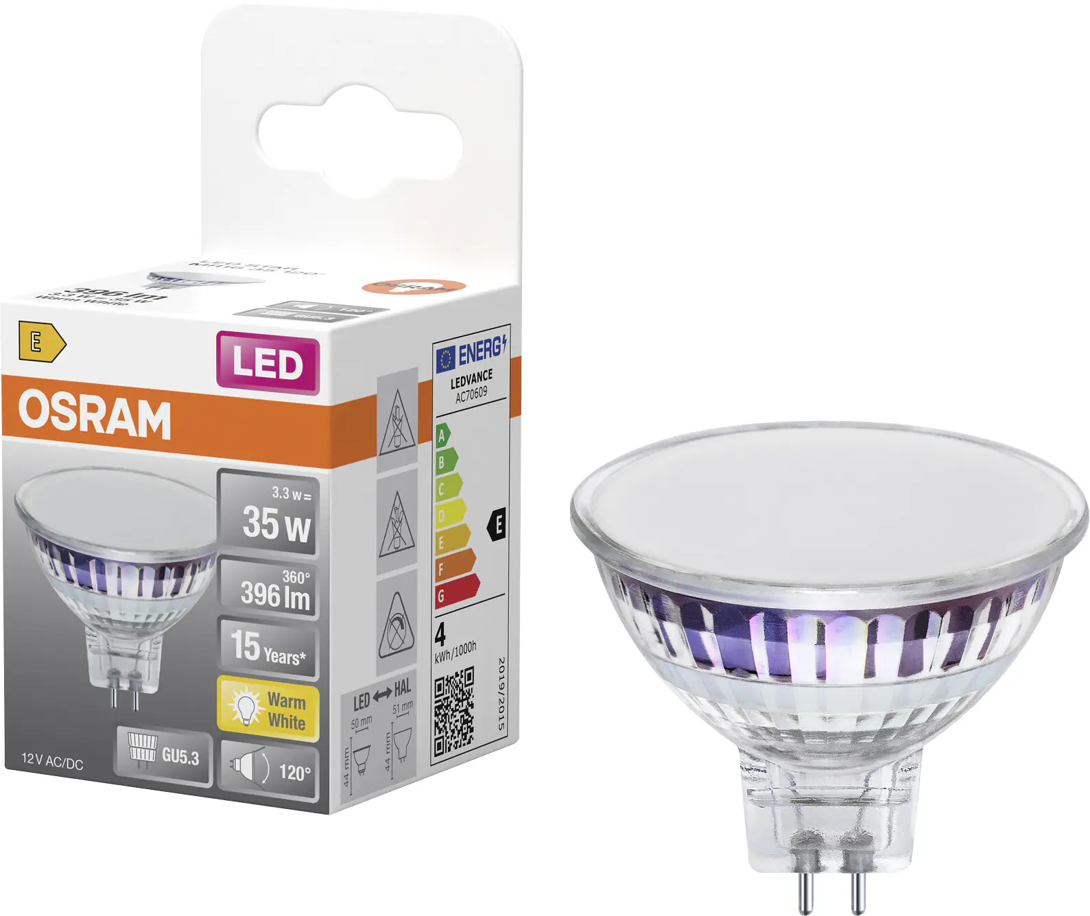 Osram LED Leuchtmittel GU5,3 Star MR16 120° 3,3W warmweiß