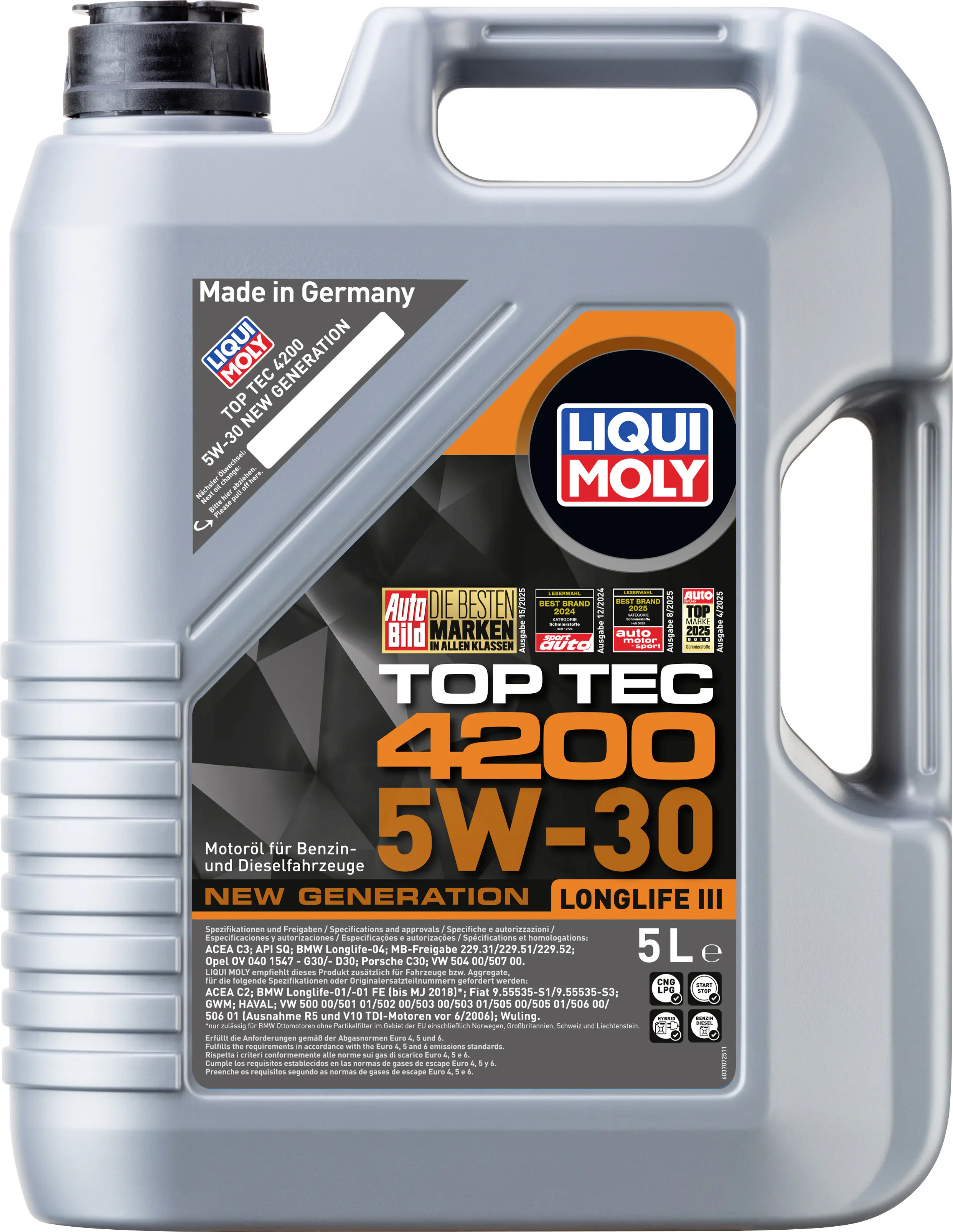 Liqui Moly Motoröl Top Tec 4200 SAE 5W-30 Longlife III 5 L