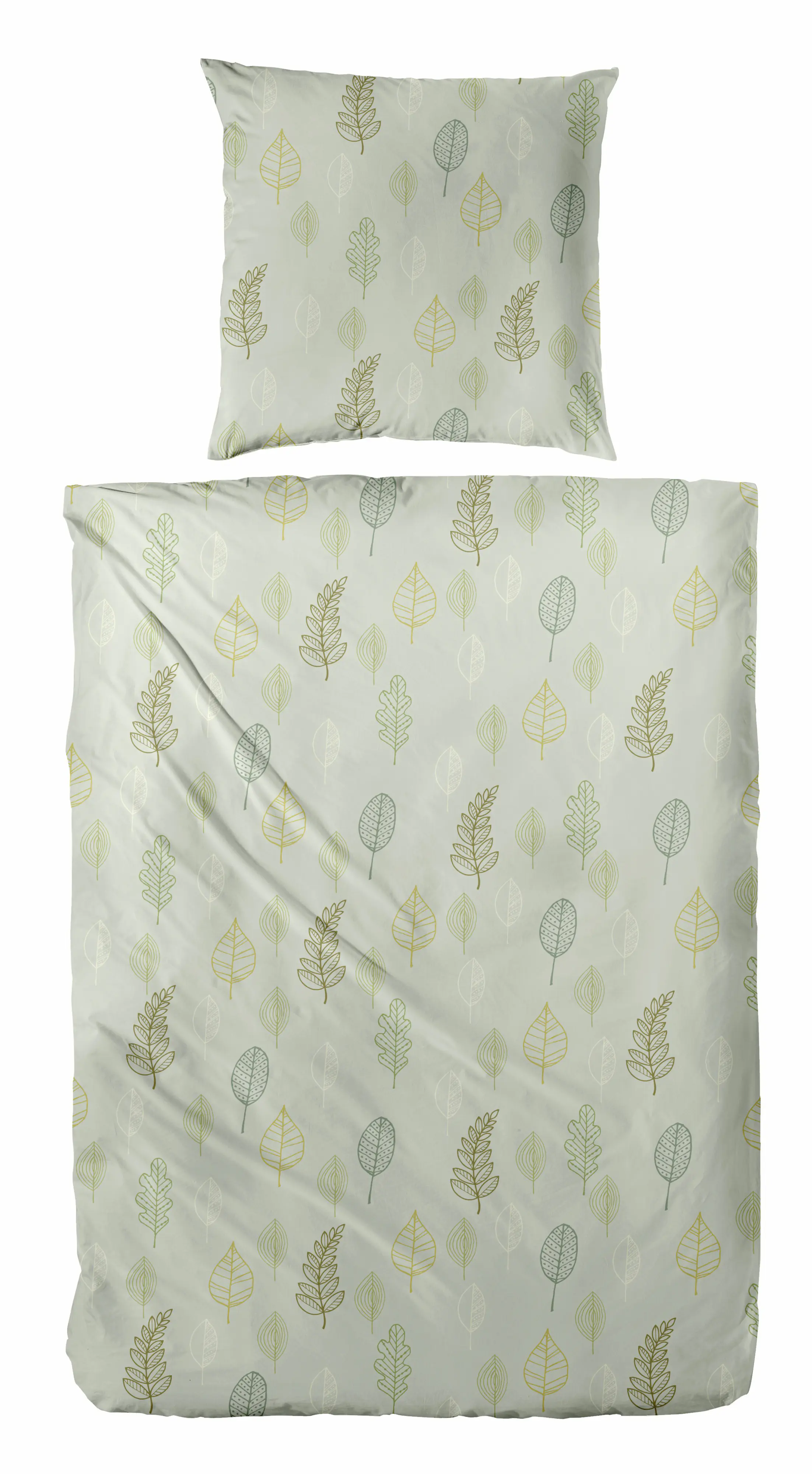 Biber Bettwäsche Blätter 135 x 200 cm grün