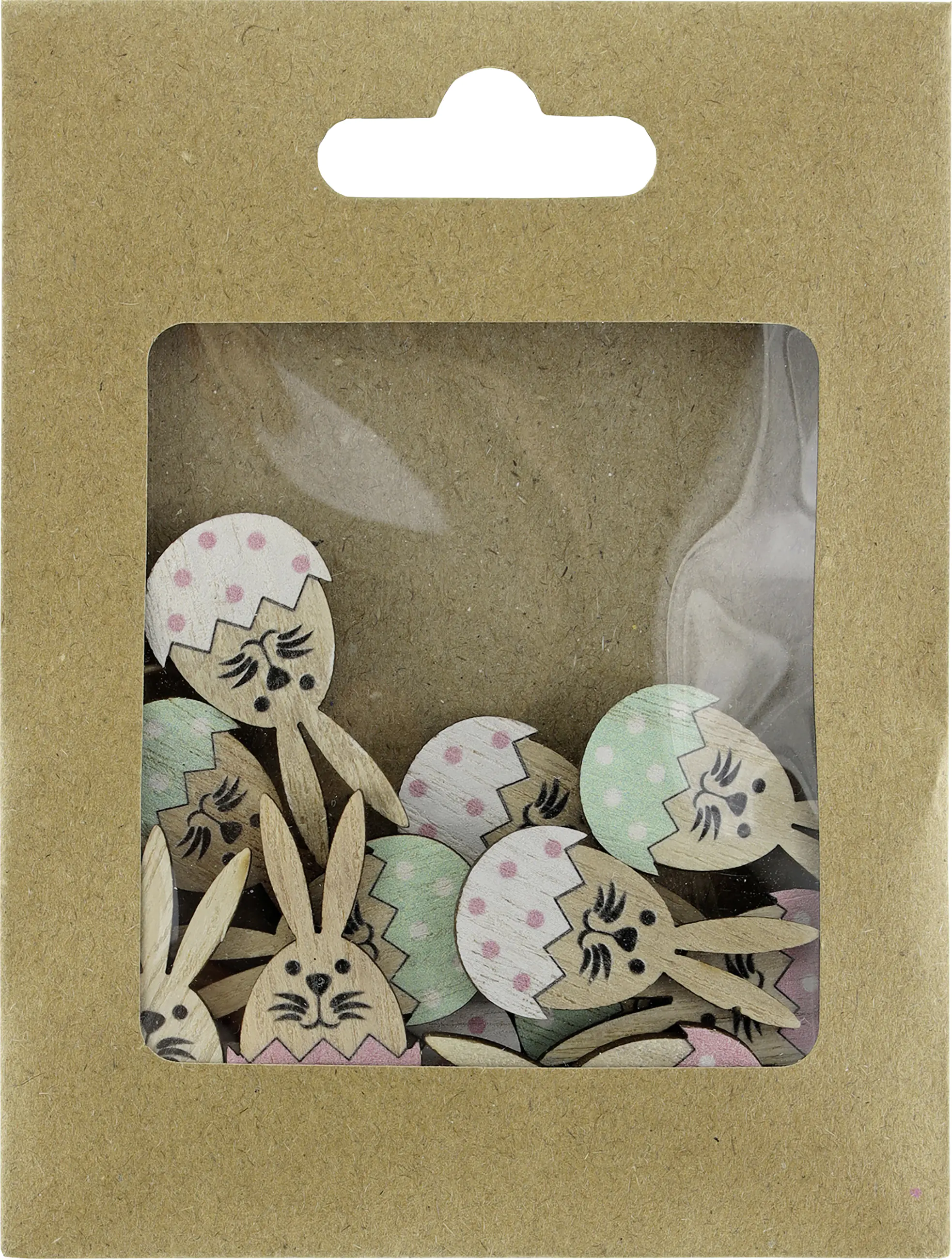 Osterhasen zum Kleben Holz 3,7 cm 12 Stück natur bunt